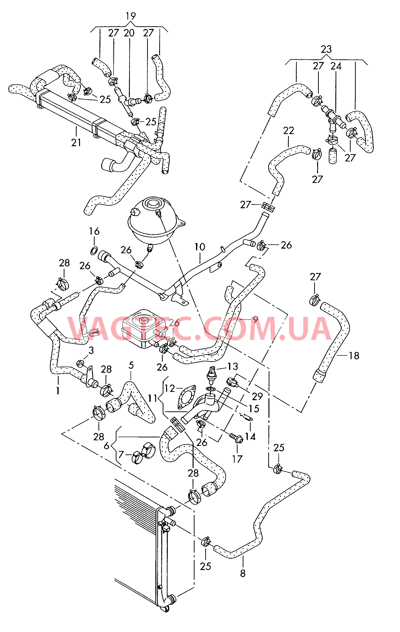 Шланги ОЖ и трубки  для VOLKSWAGEN Transporter 2006-1