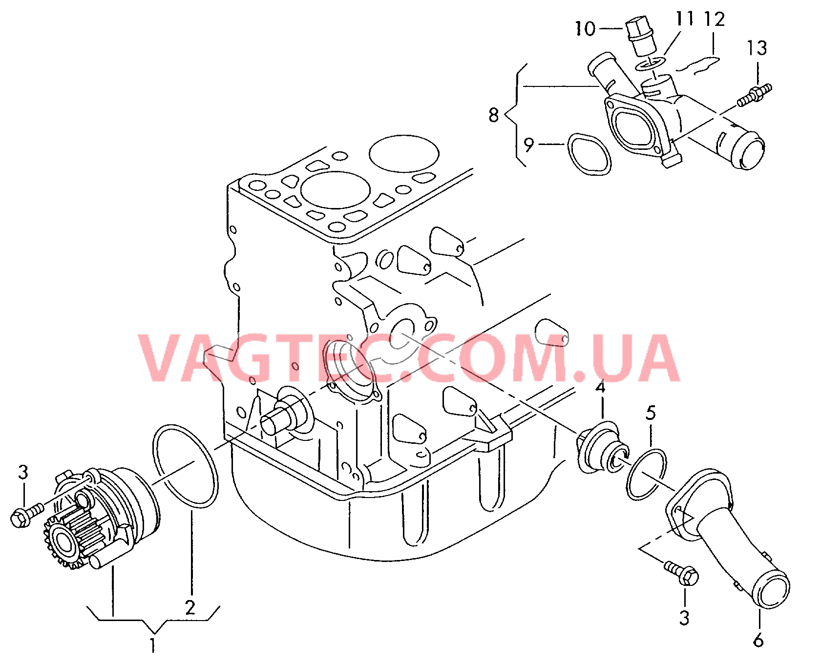 Насос системы охлаждения  для VOLKSWAGEN Transporter 2003-2