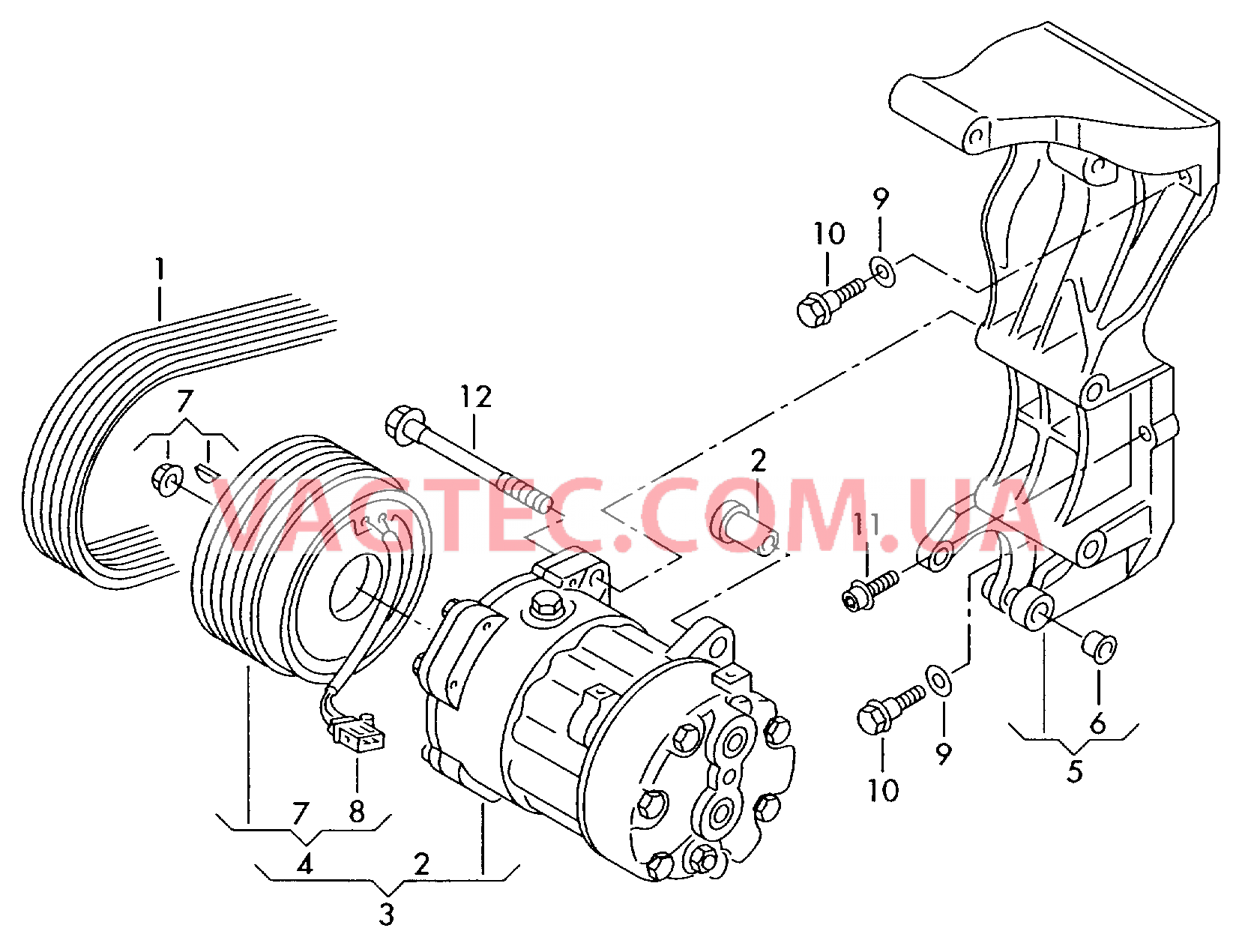 Компрессор климатической уст. Электромагнитная муфта Кронштейн генератора и компрессора кондиционера  для VOLKSWAGEN Transporter 2003-1