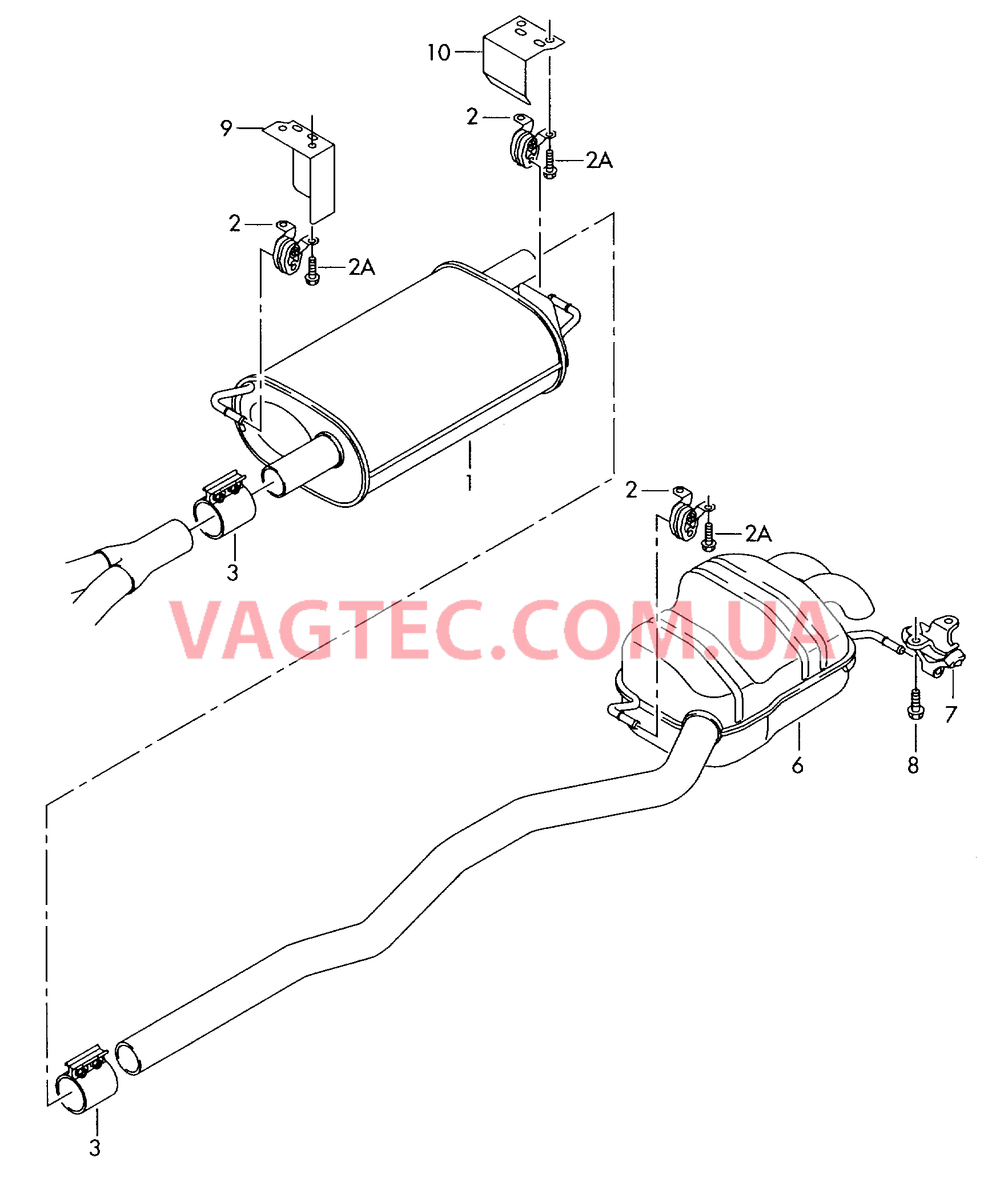 Передний глушитель Задний глушитель  для VOLKSWAGEN Transporter 2010-1