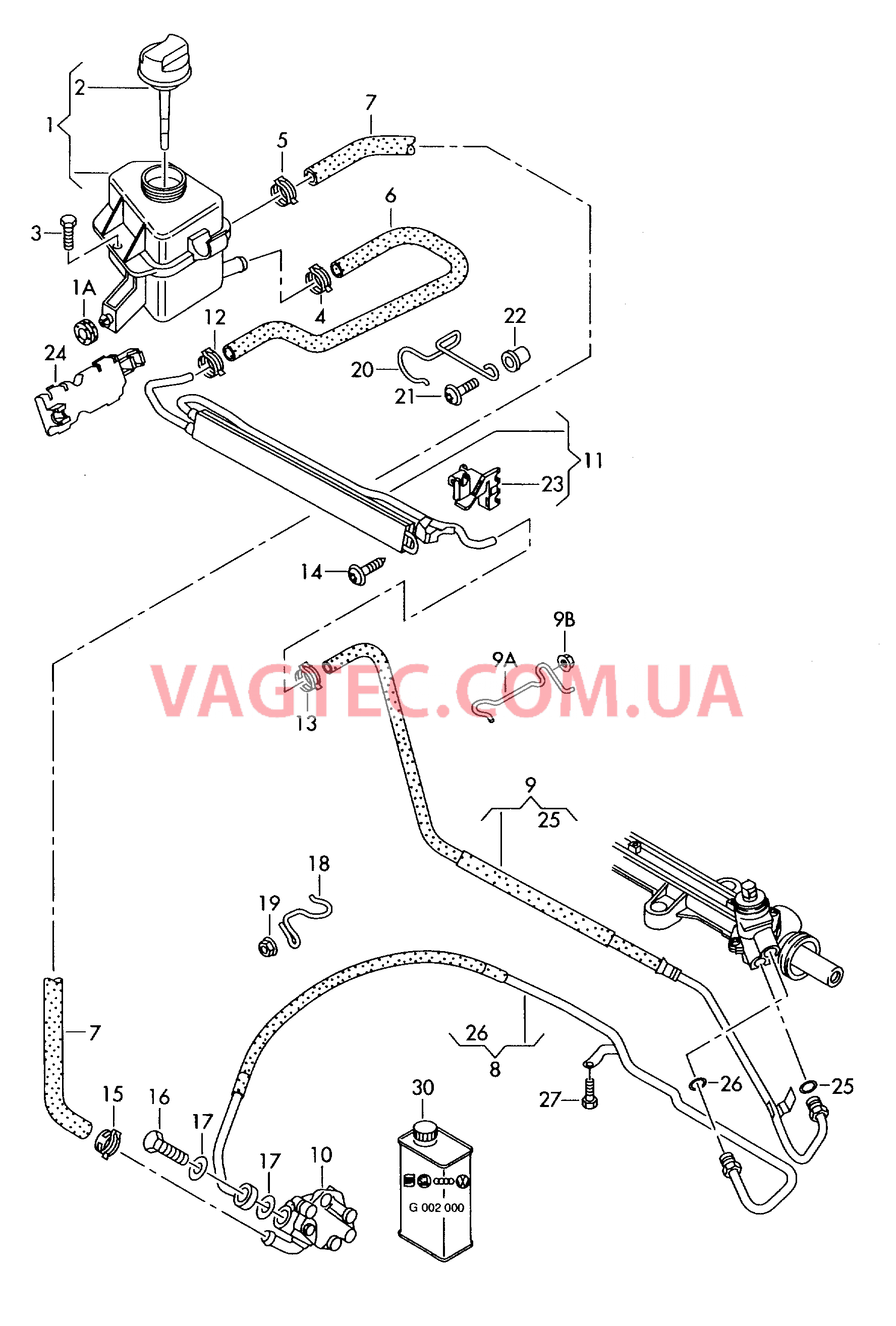 Масляный бачок с соединительными деталями, шлангами  для ГУРа  для VOLKSWAGEN Transporter 2003-2