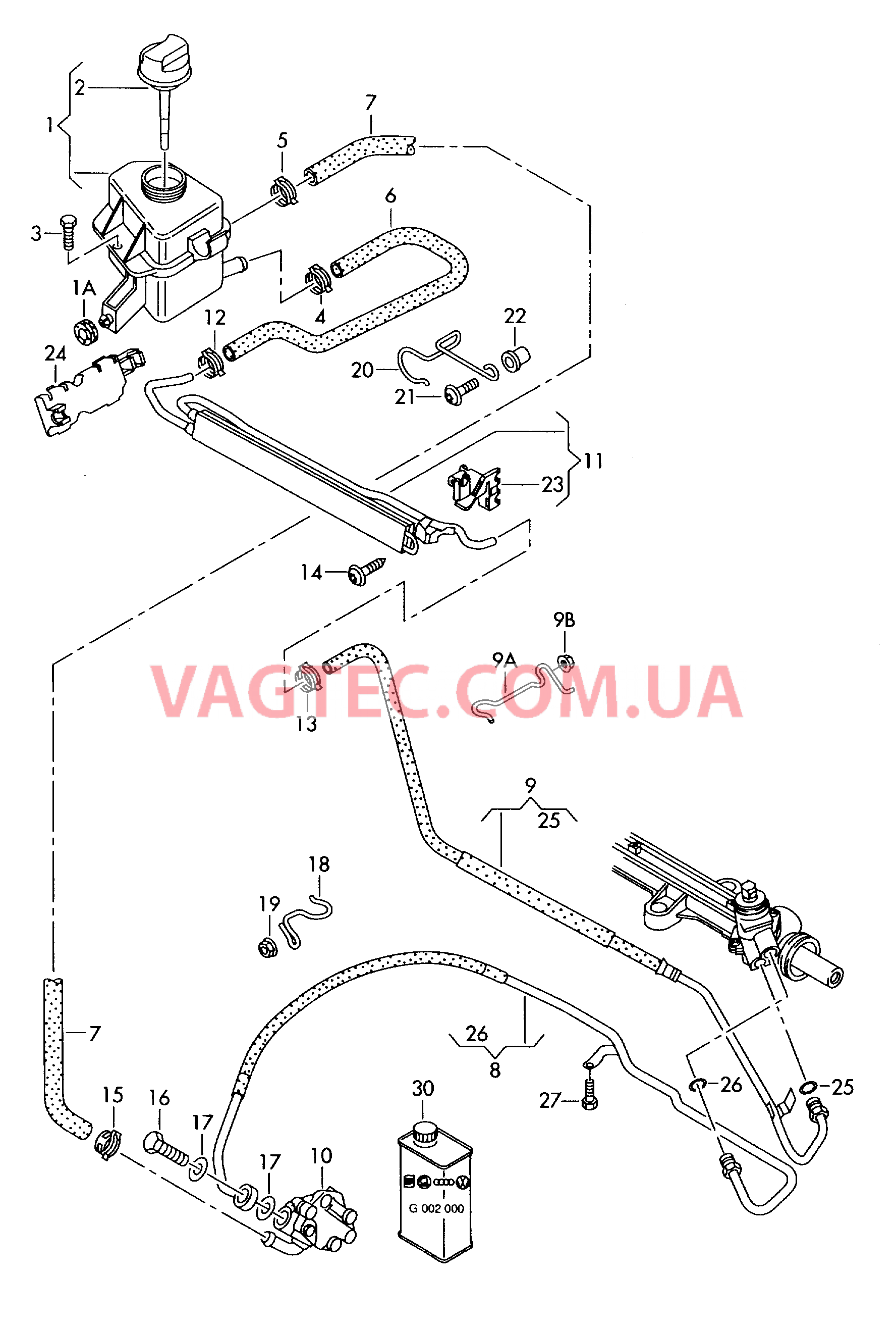 Масляный бачок с соединительными деталями, шлангами  для ГУРа  для VOLKSWAGEN Transporter 2008