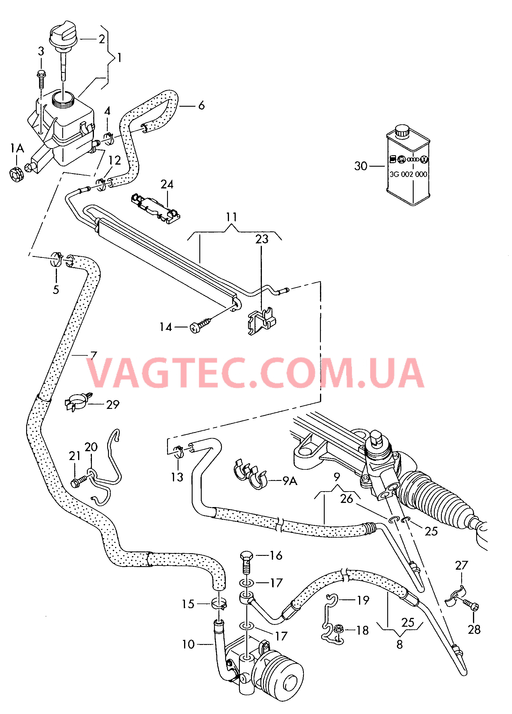 Масляный бачок с соединительными деталями, шлангами  для ГУРа  для VOLKSWAGEN Transporter 2007-1
