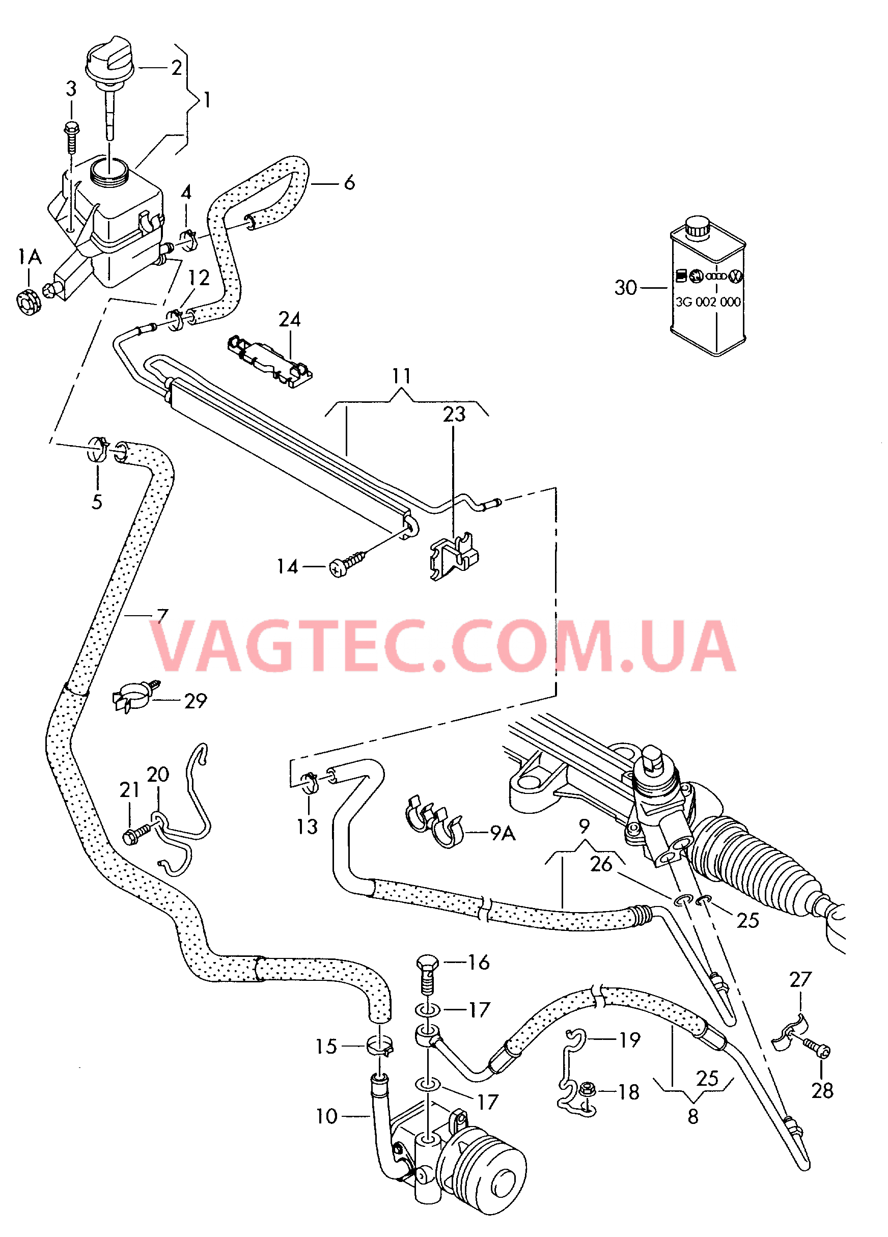 Масляный бачок с соединительными деталями, шлангами  для ГУРа  для VOLKSWAGEN Transporter 2010-1