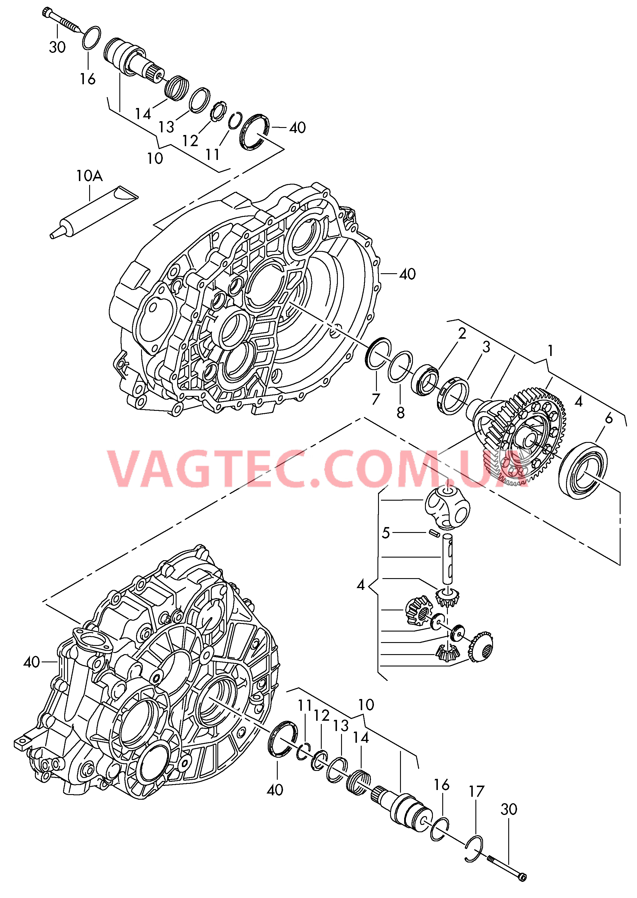 Дифференциал Полуосевой вал 6-ступ. механическая КП  для VOLKSWAGEN Transporter 2006-1