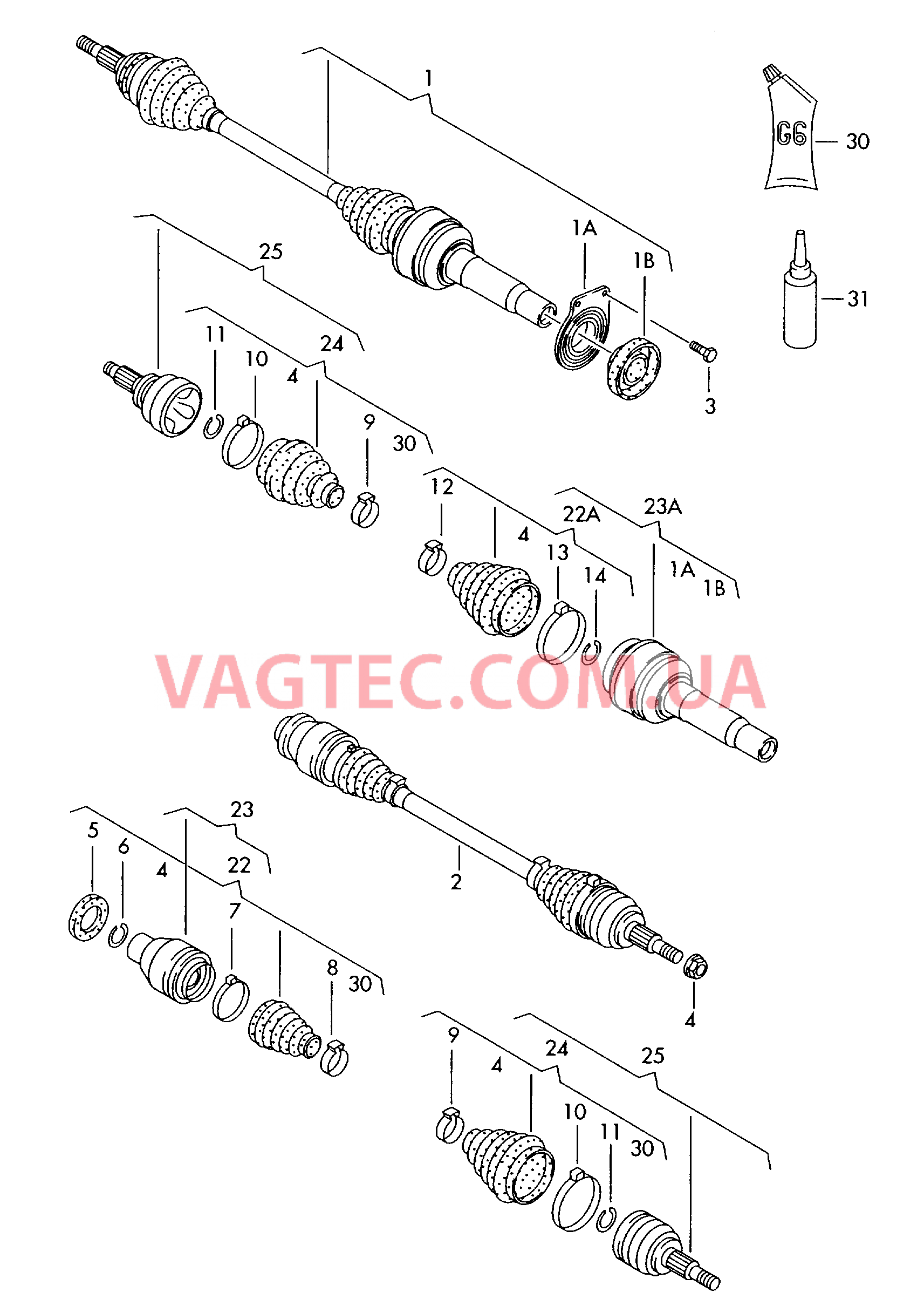 Приводной вал для 6-ступенчатой АКП  для VOLKSWAGEN Transporter 2006