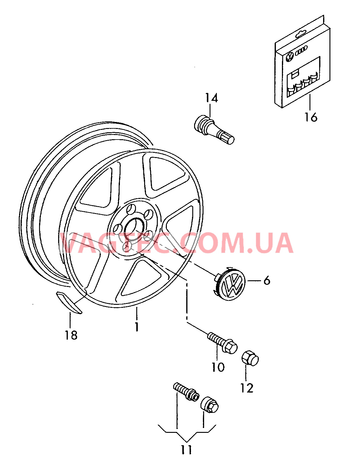 Алюминиевый диск Колпак колеса  для VOLKSWAGEN Transporter 2005-1