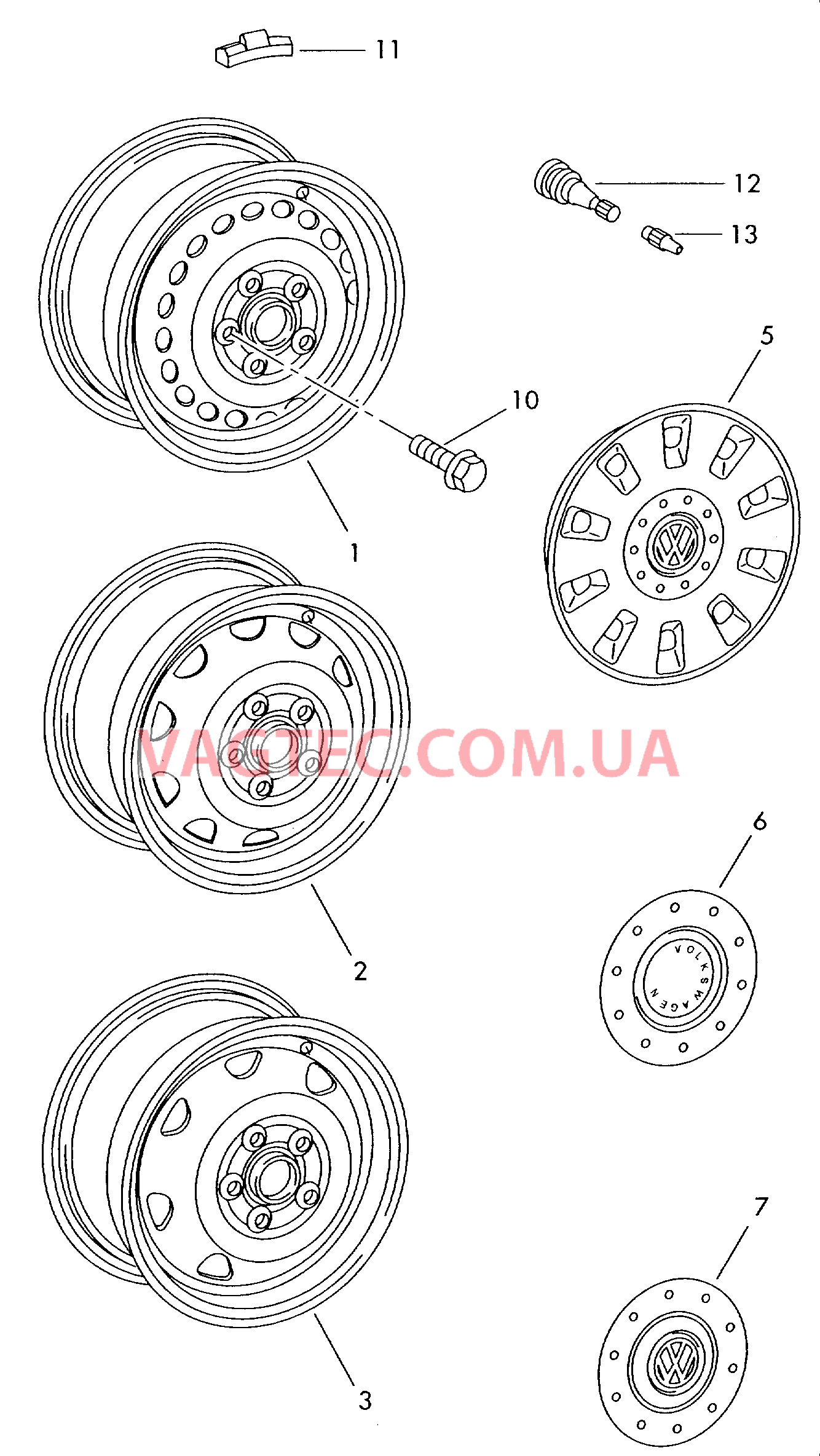 Стальной диск Колпак колеса  для VOLKSWAGEN Transporter 2003-1