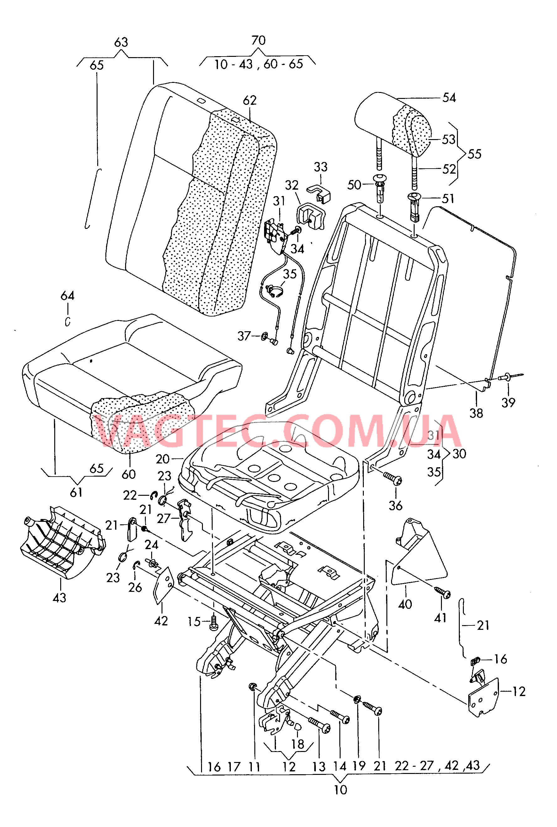 Откидное сиденье в салоне  для VOLKSWAGEN Transporter 2006