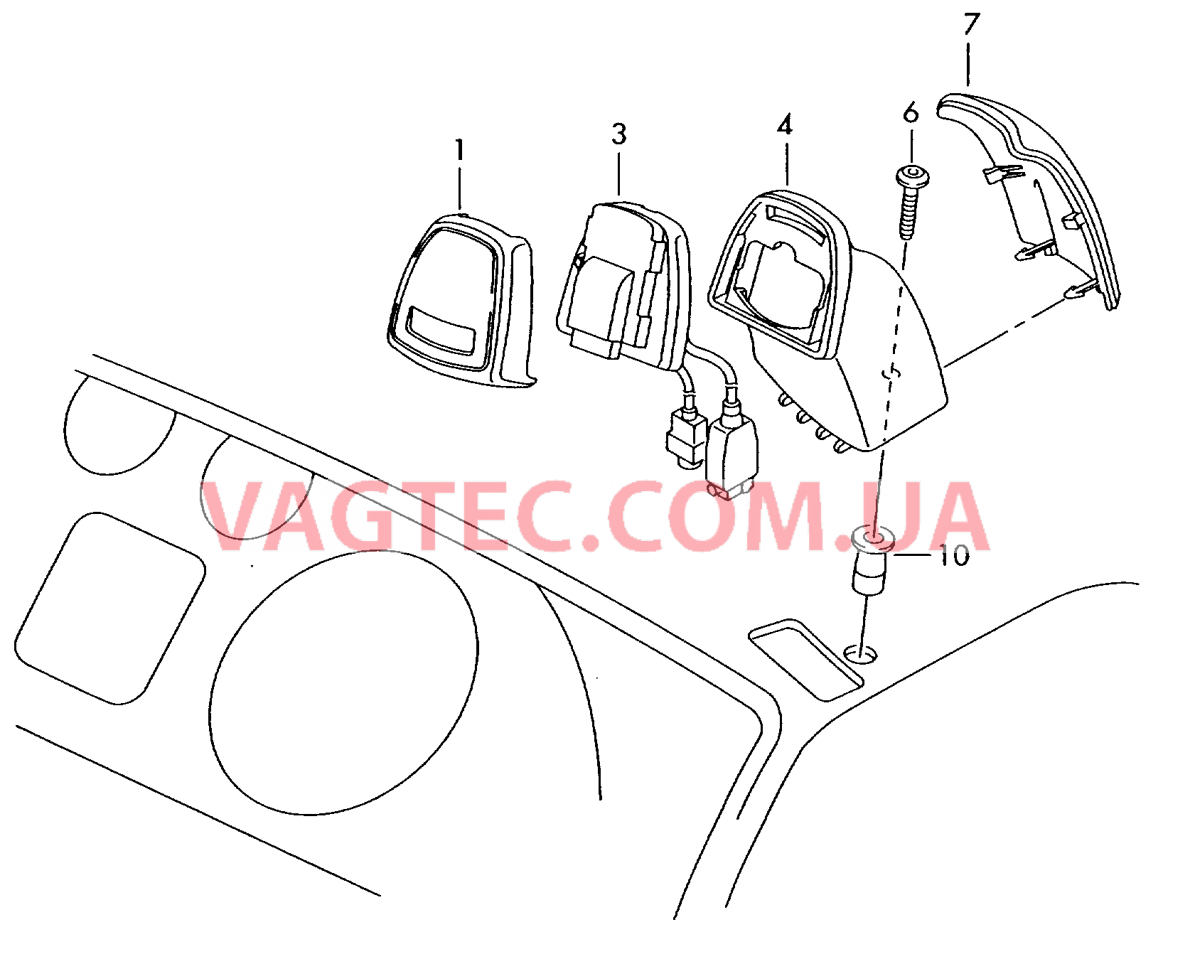 Кронштейн гнезда моб. телефона  F             >> 7J-8-015 000* для VOLKSWAGEN Transporter 2008-1