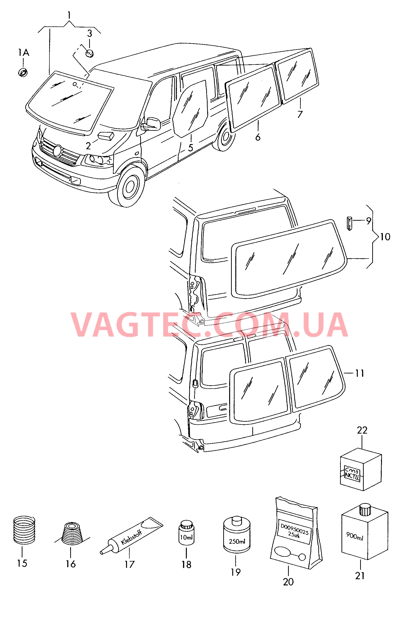 Стёкла  для VOLKSWAGEN Transporter 2012