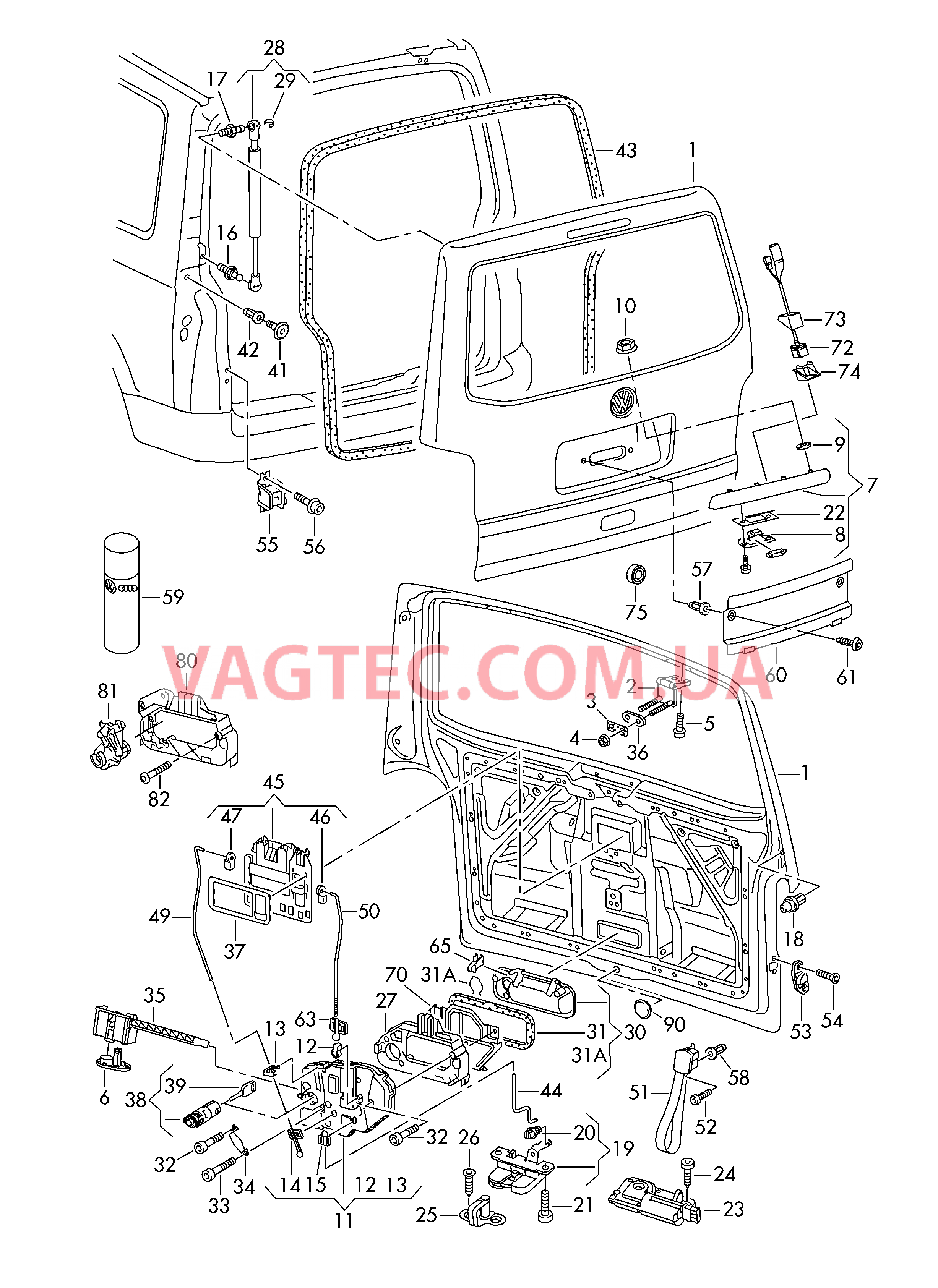 Крышка багажного отсека  для VOLKSWAGEN Transporter 2003-1