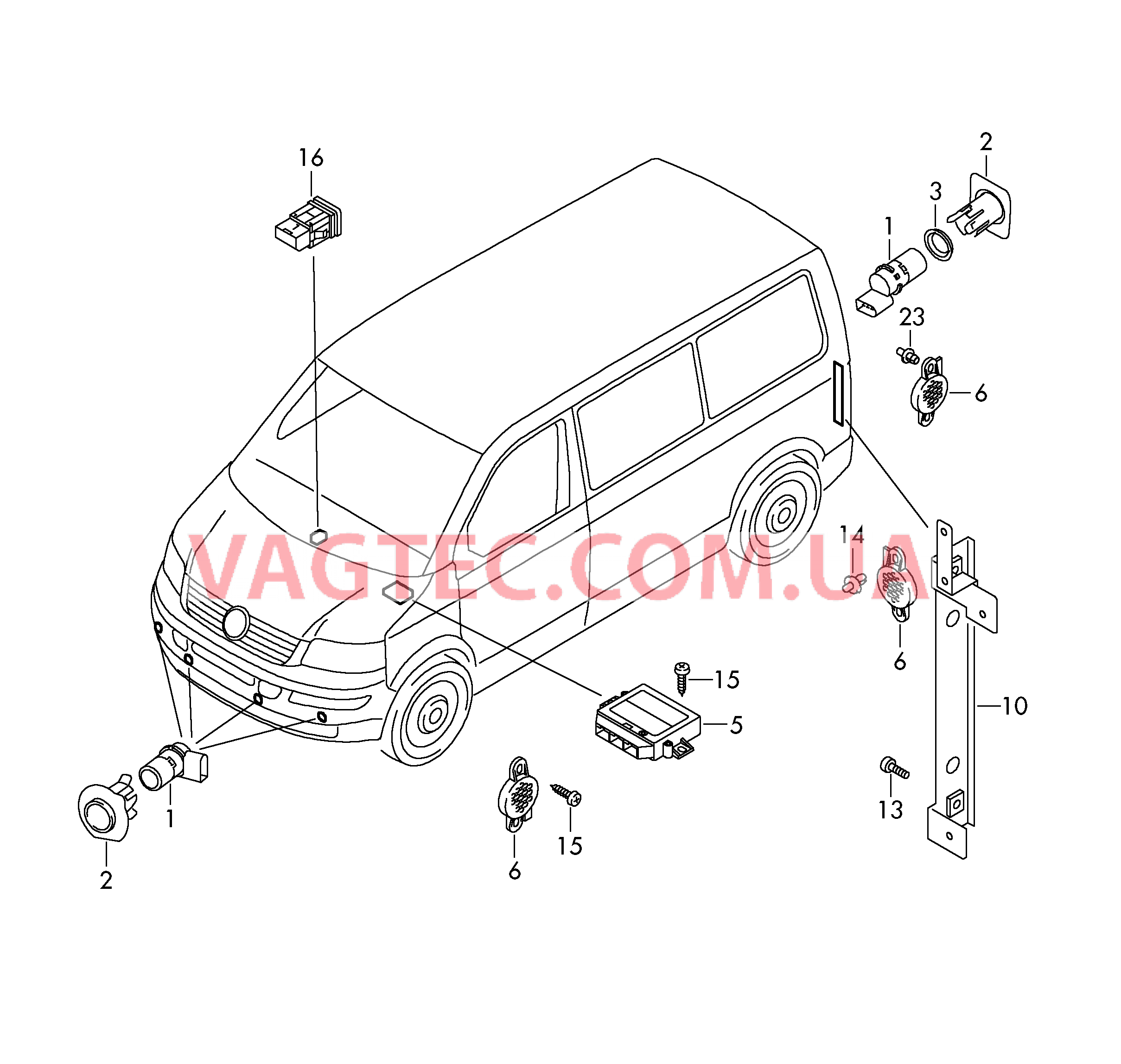 Парковочный ассистент  для VOLKSWAGEN Transporter 2015