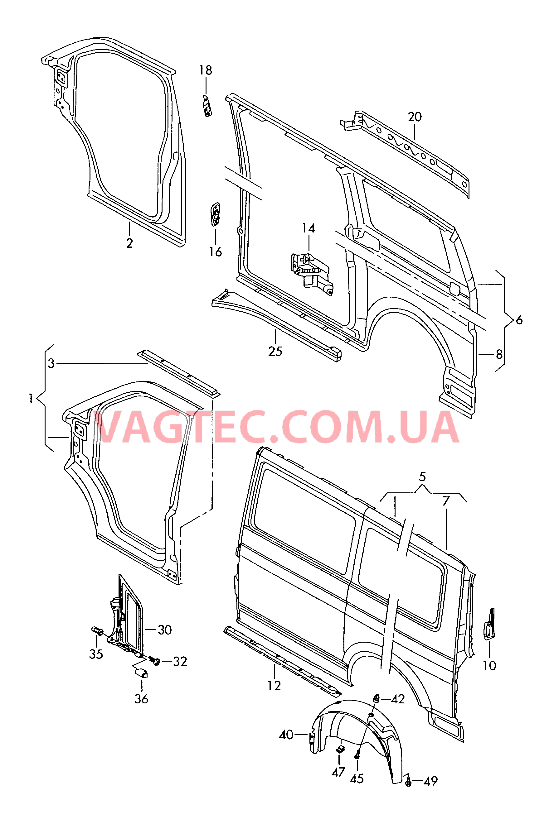 Деталь боковая Крышка лючка залив. горловины  для VOLKSWAGEN Transporter 2003-1