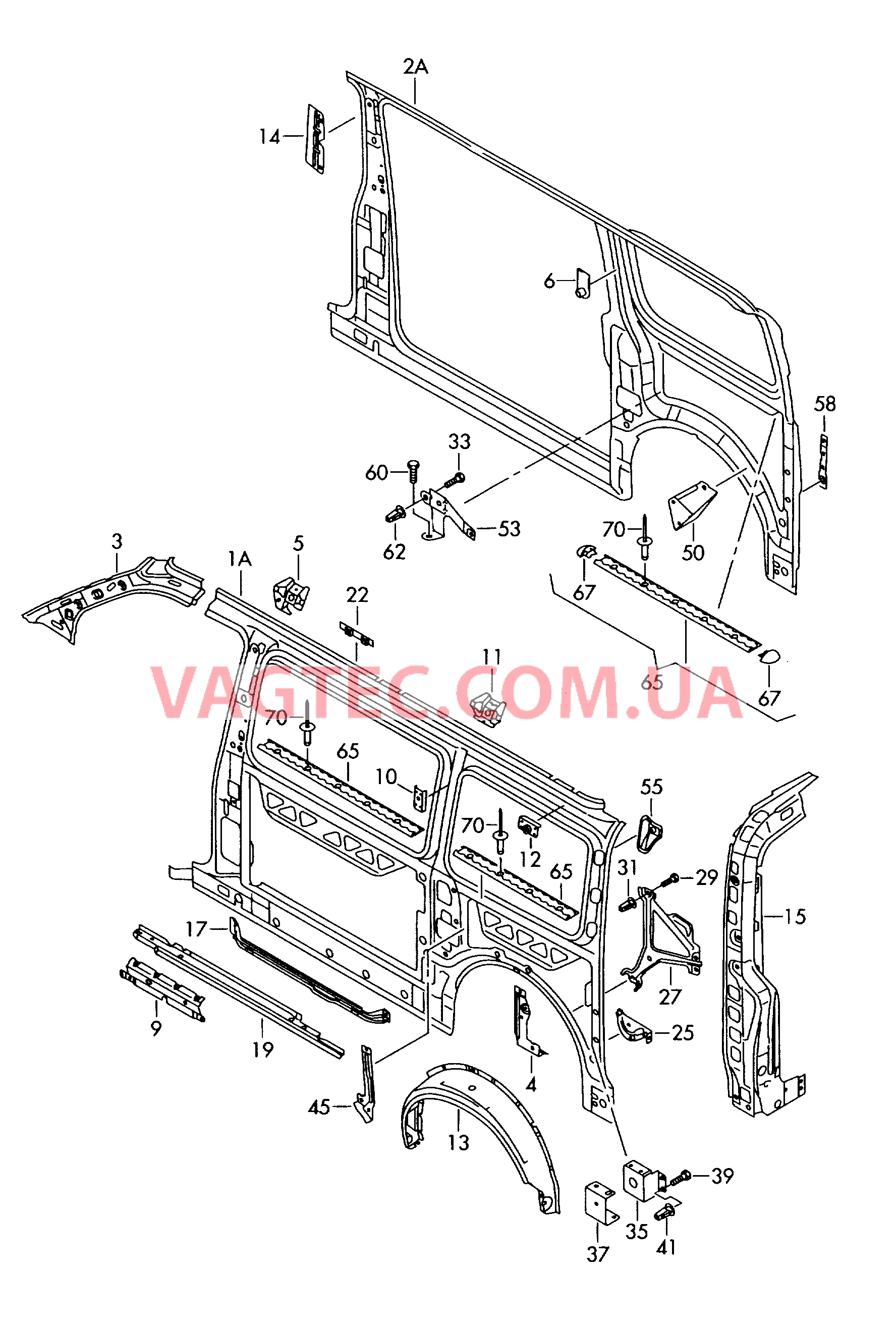 Боковина, внутренняя  для VOLKSWAGEN Transporter 2012