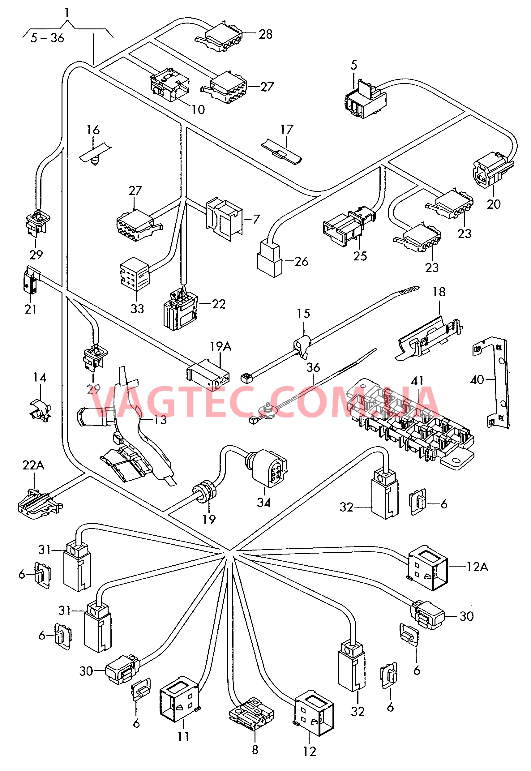 Дополнит. жгут проводов сзади  для VOLKSWAGEN Transporter 2003-1