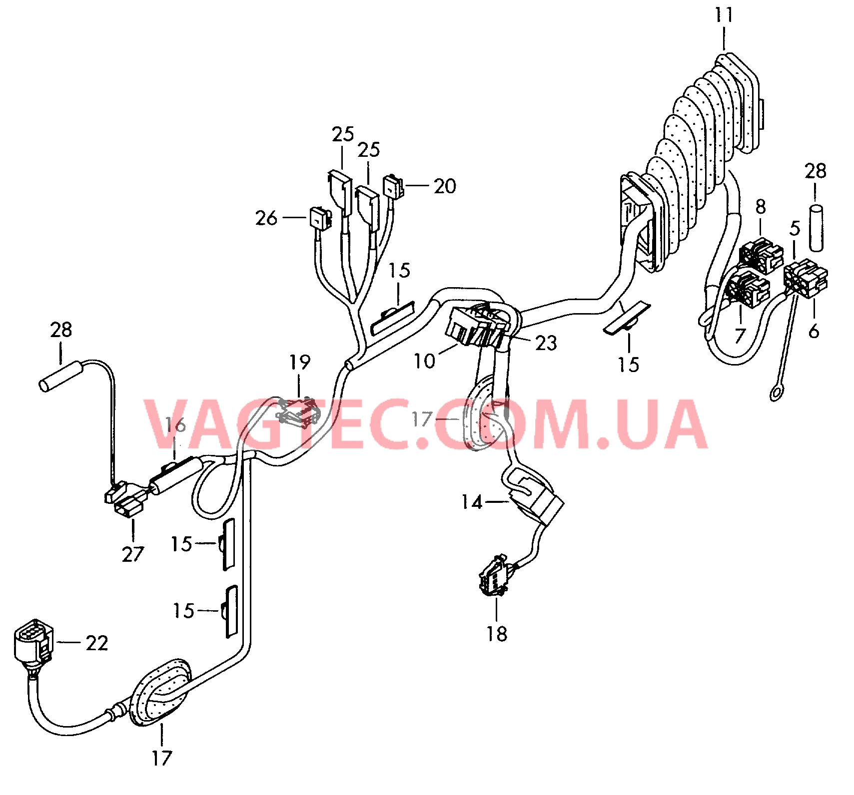 Жгут проводов двери  для VOLKSWAGEN Transporter 2008