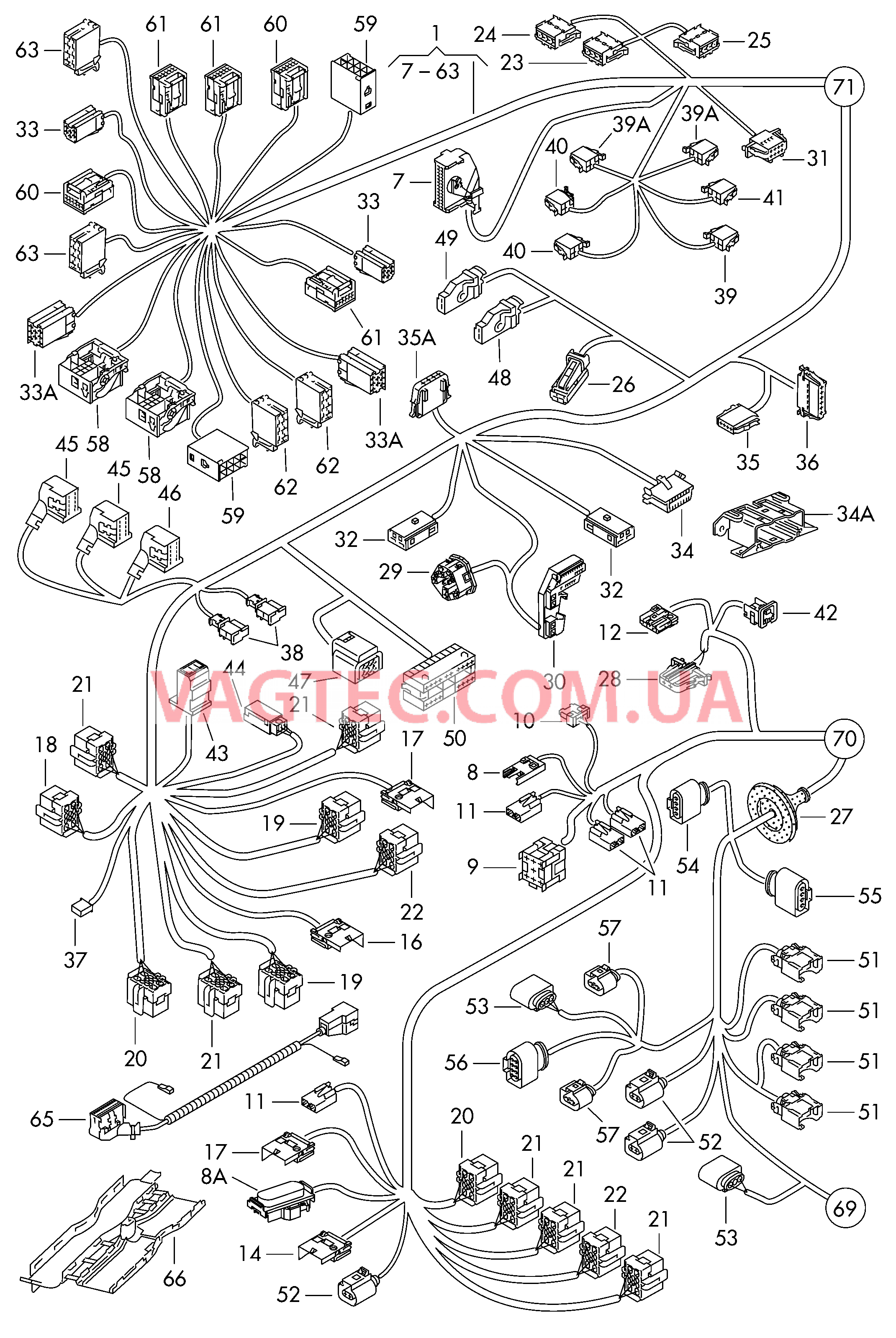 Центральный жгут  для VOLKSWAGEN Transporter 2003-2