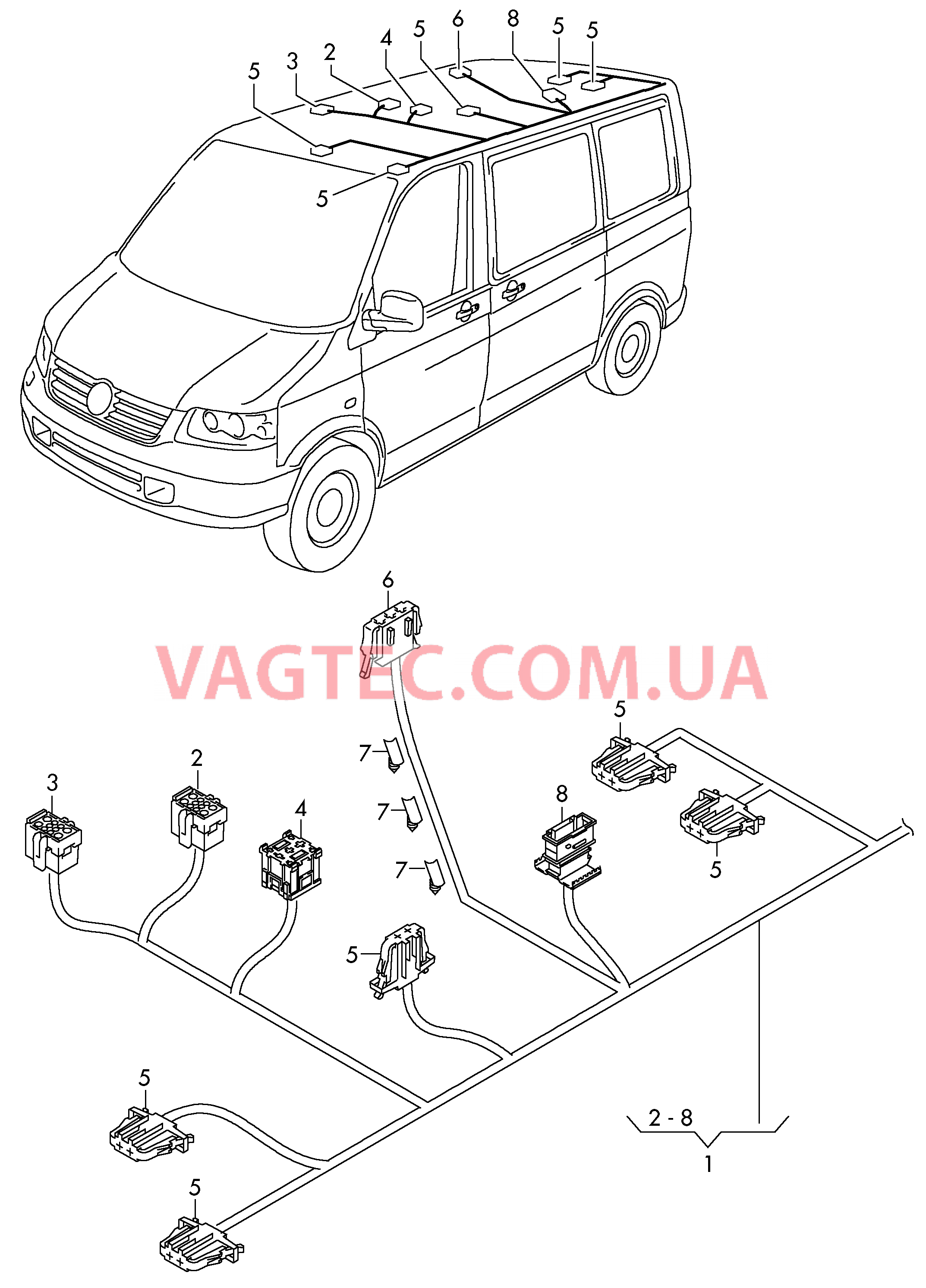 Жгут проводов задний Полицейские автомобили  для VOLKSWAGEN Transporter 2015