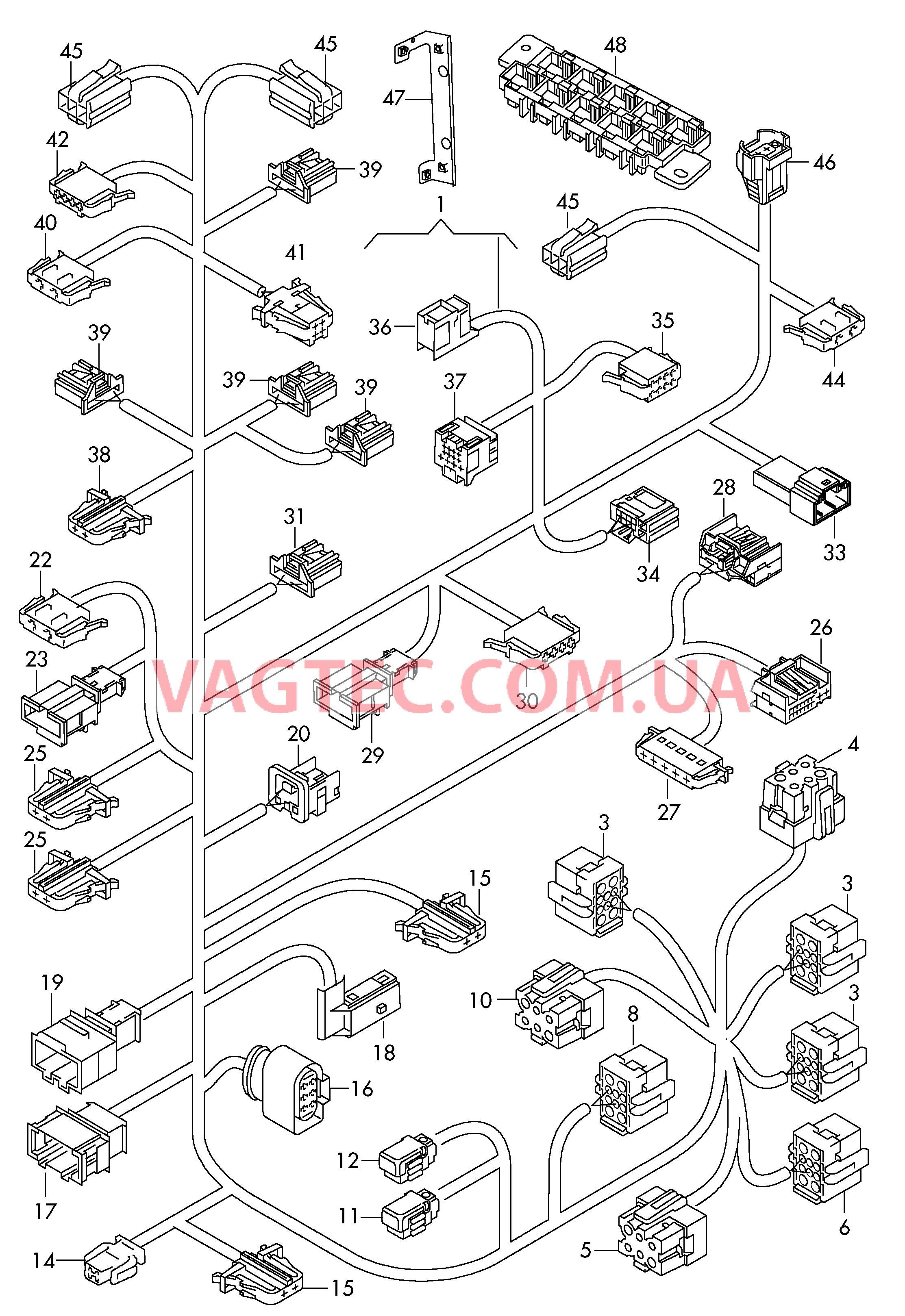 Дополнит. жгут проводов сзади  для VOLKSWAGEN Transporter 2010-2