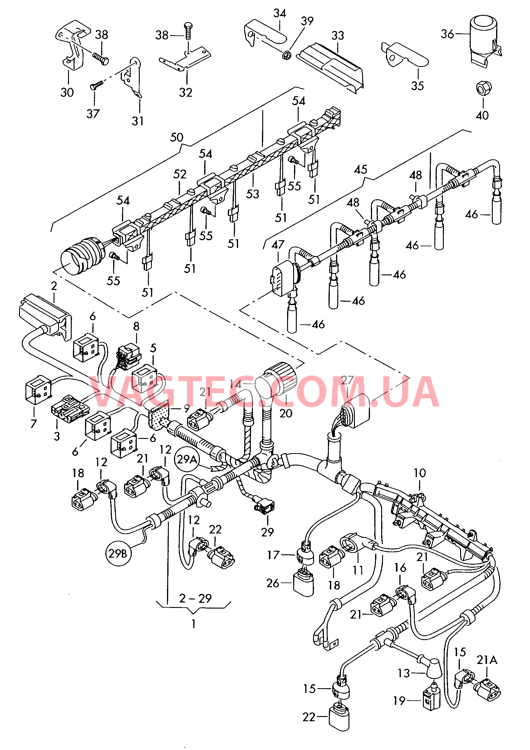 Жгут проводов для двигателя Жгут проводов для соединителя свечей накаливания  для VOLKSWAGEN Transporter 2005-1