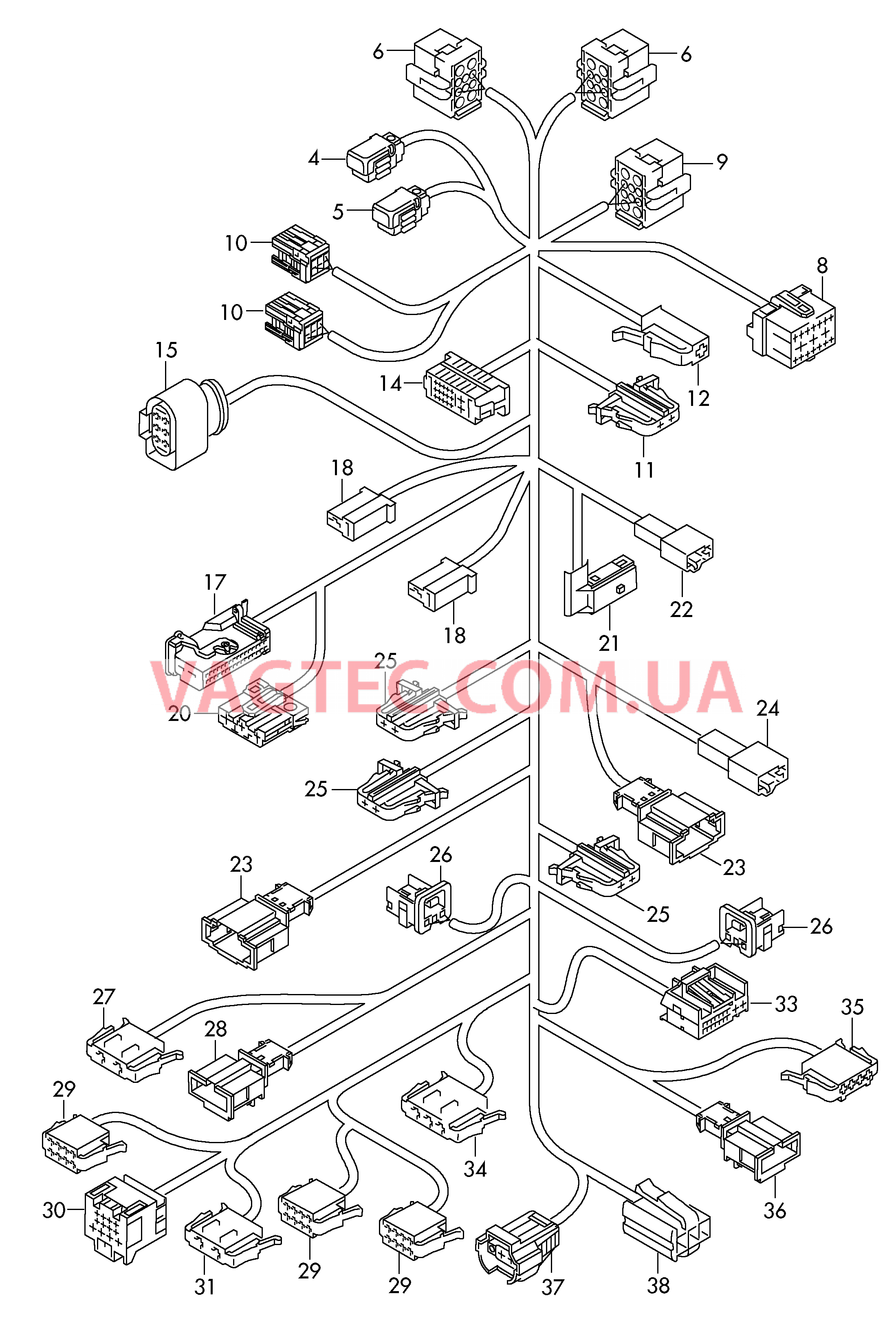 Дополнит. жгут проводов сзади  для VOLKSWAGEN Transporter 2014