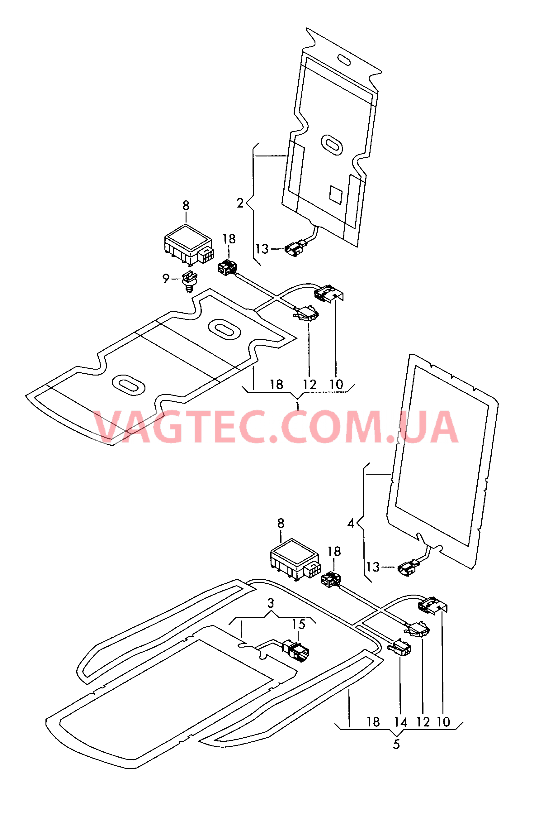 Электродетали для обогрева подушки и спинки сиденья  для VOLKSWAGEN Transporter 2007