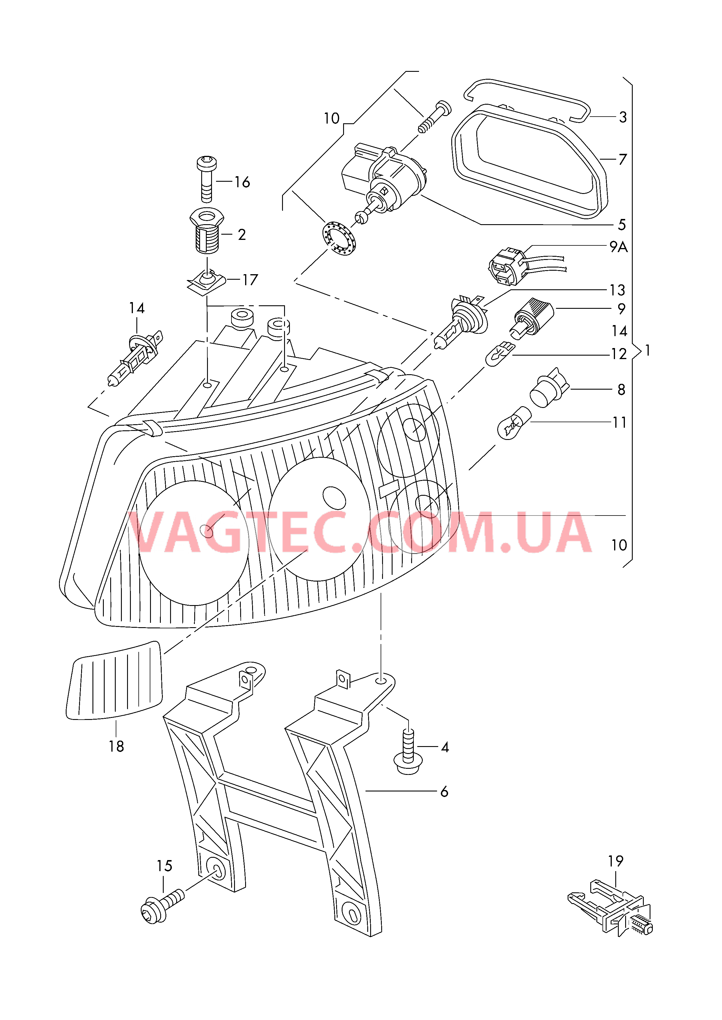 Двойная галогенная фара  для VOLKSWAGEN Transporter 2009