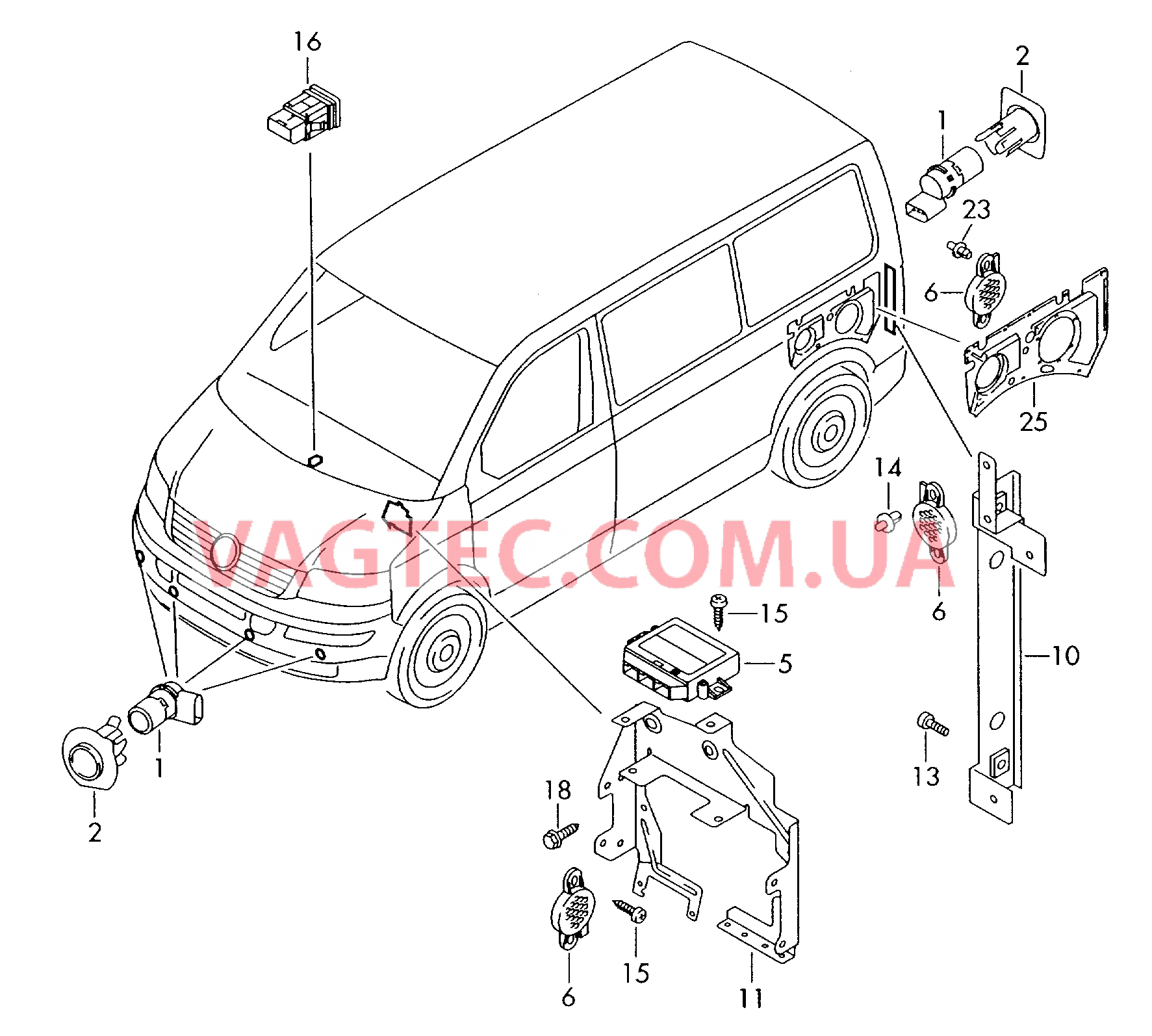 Парковочный ассистент  для VOLKSWAGEN Transporter 2008