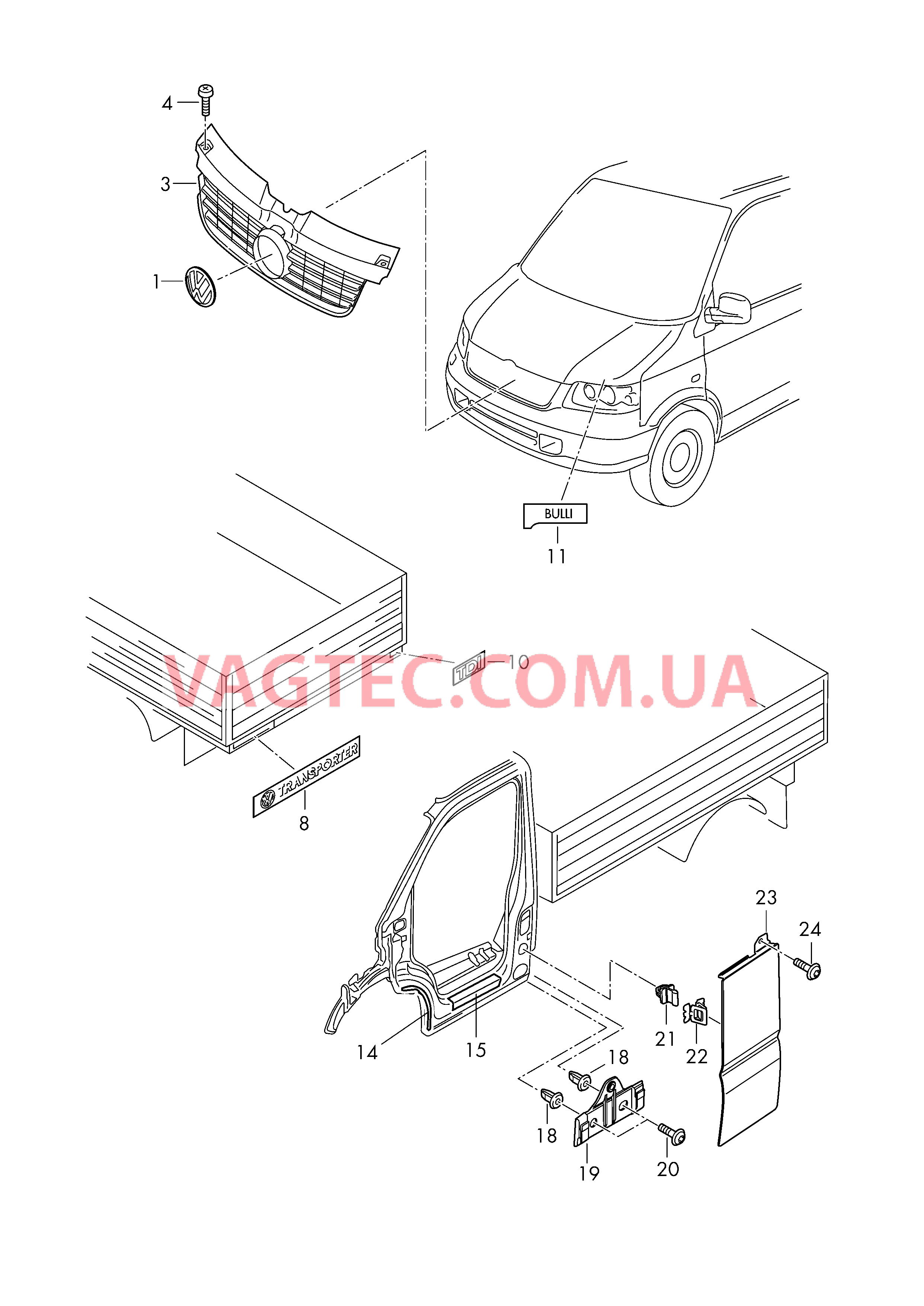 Решётка радиатора Надписи Защитные пленки Накладка порога Накладка для стойки В  для VOLKSWAGEN Transporter 2004-2