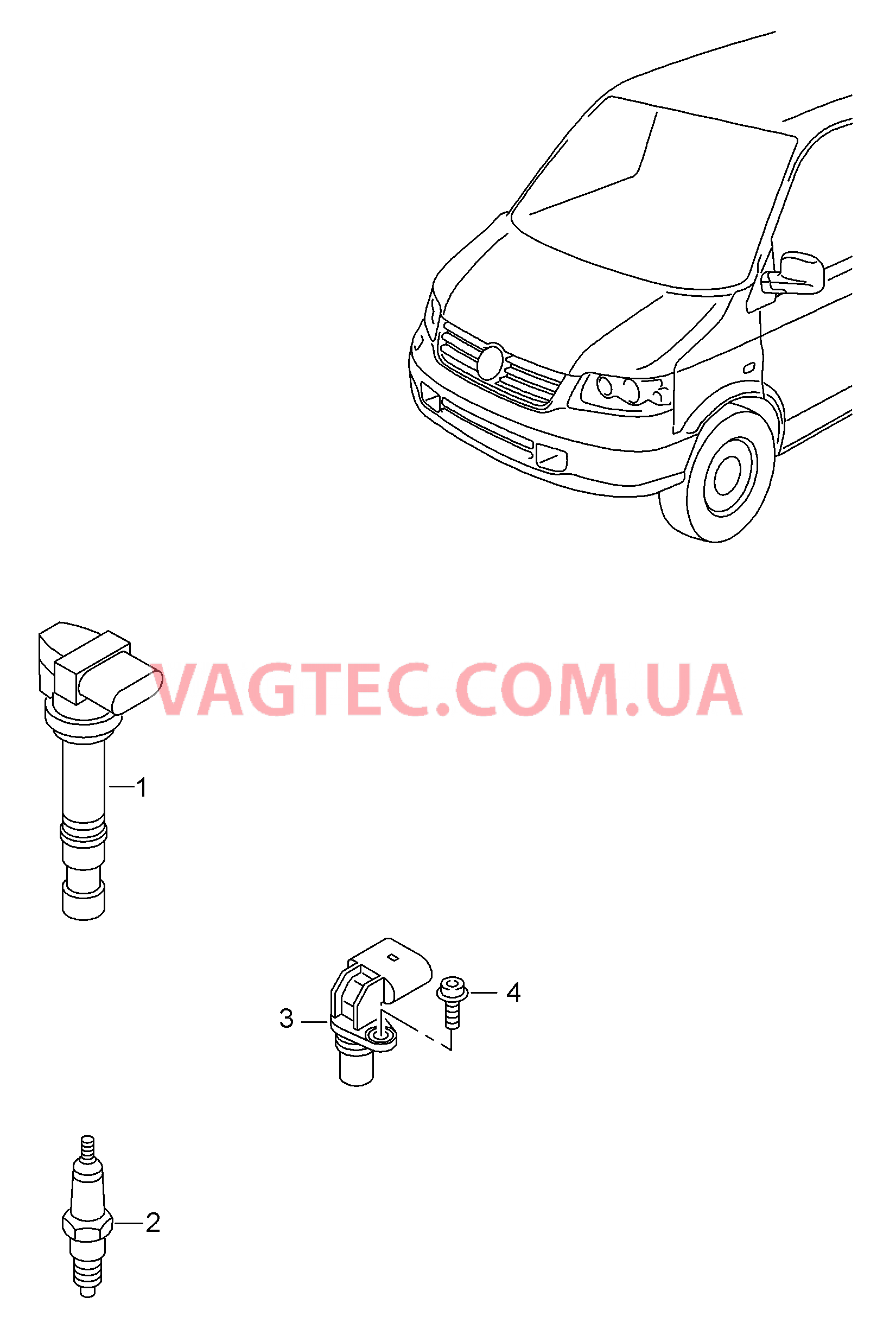 Катушка зажигания Cвеча зажигания Датчик Холла  для VOLKSWAGEN Transporter 2003-2