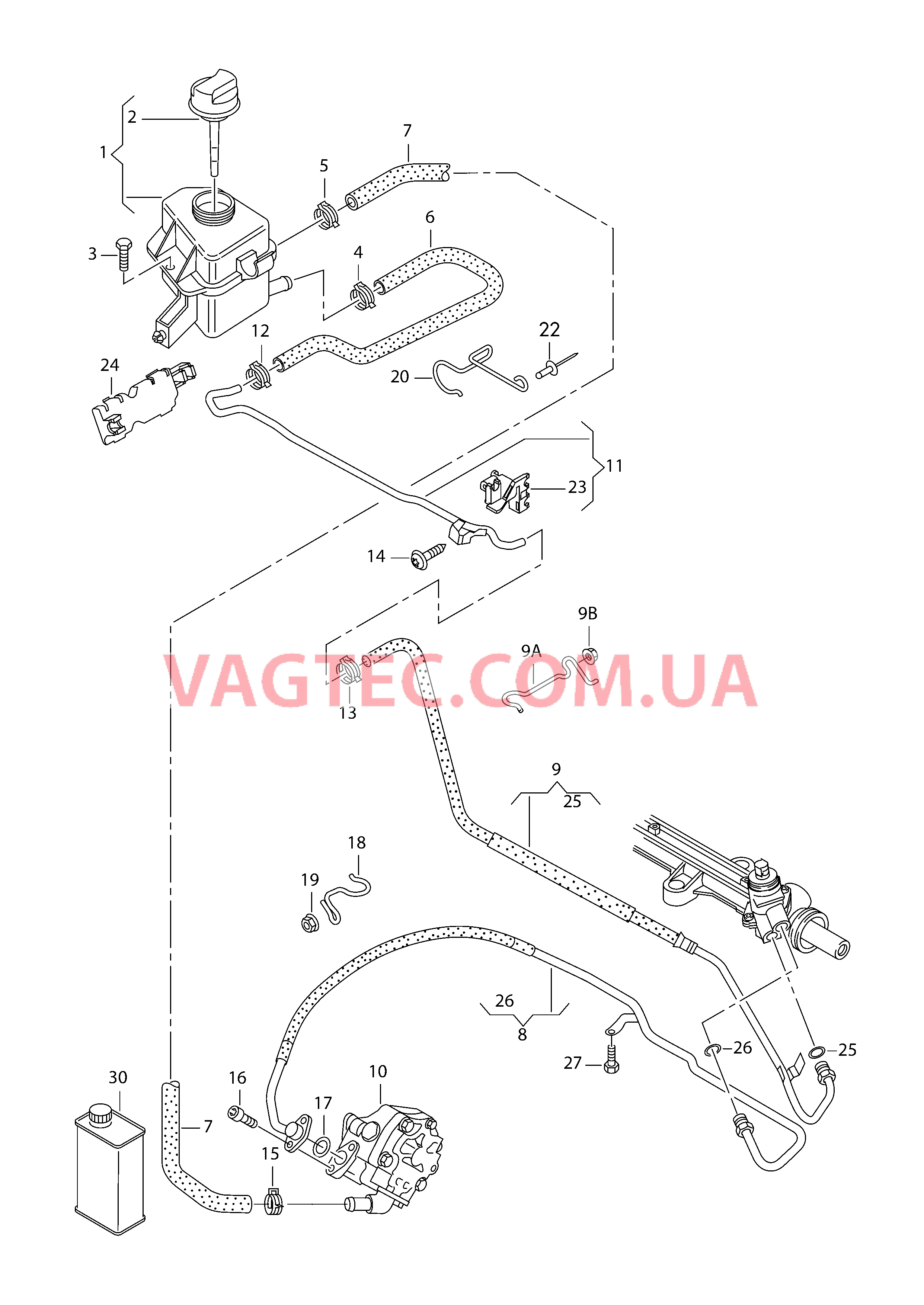 Масляный бачок с соединительными деталями, шлангами  для ГУРа  для VOLKSWAGEN Transporter 2010-3