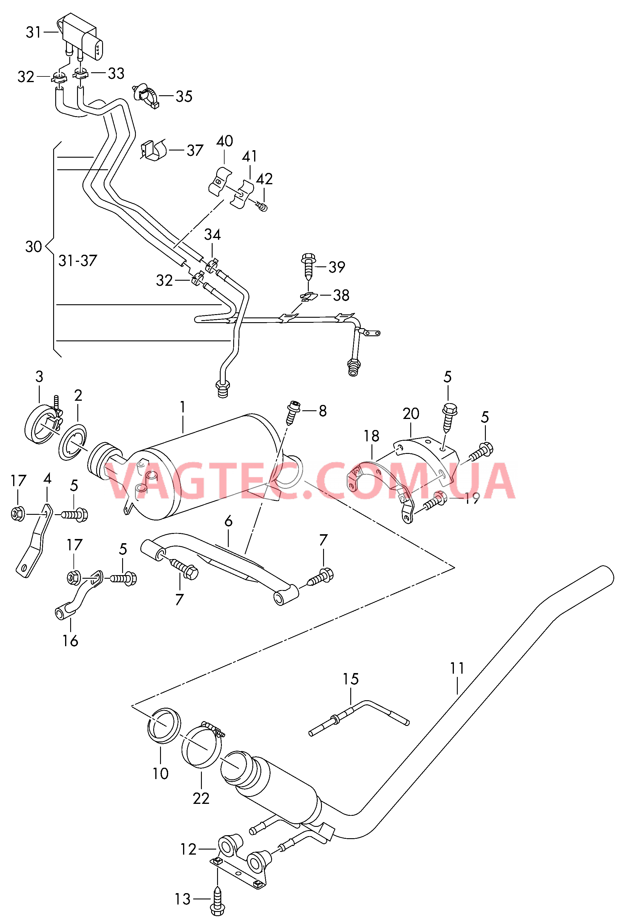 Труба выпуска ОГ с нейтрализат Сажевый фильтр .  для VOLKSWAGEN Transporter 2006