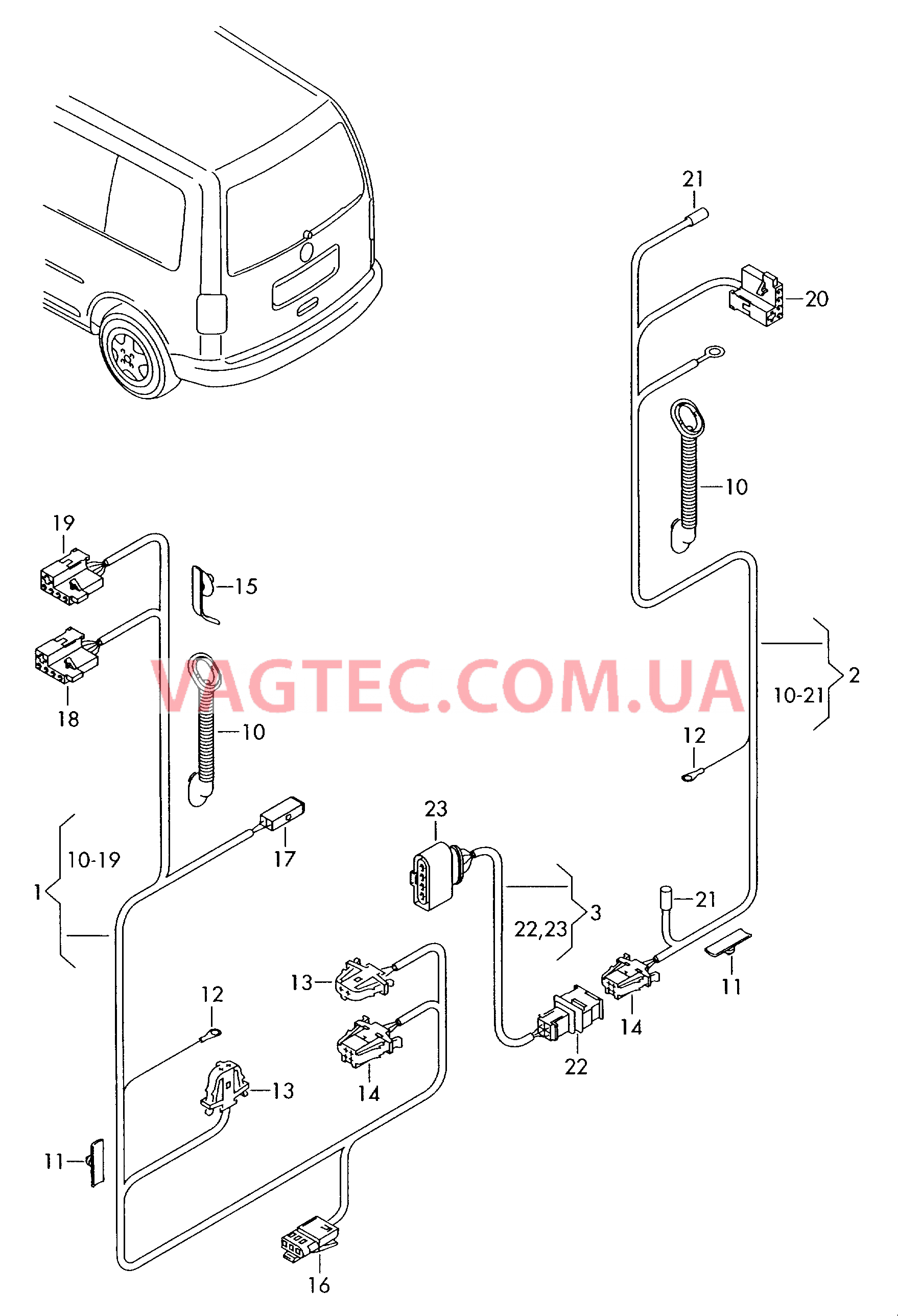 Жгут проводов двери багажного отсека  для VOLKSWAGEN Caddy 2004