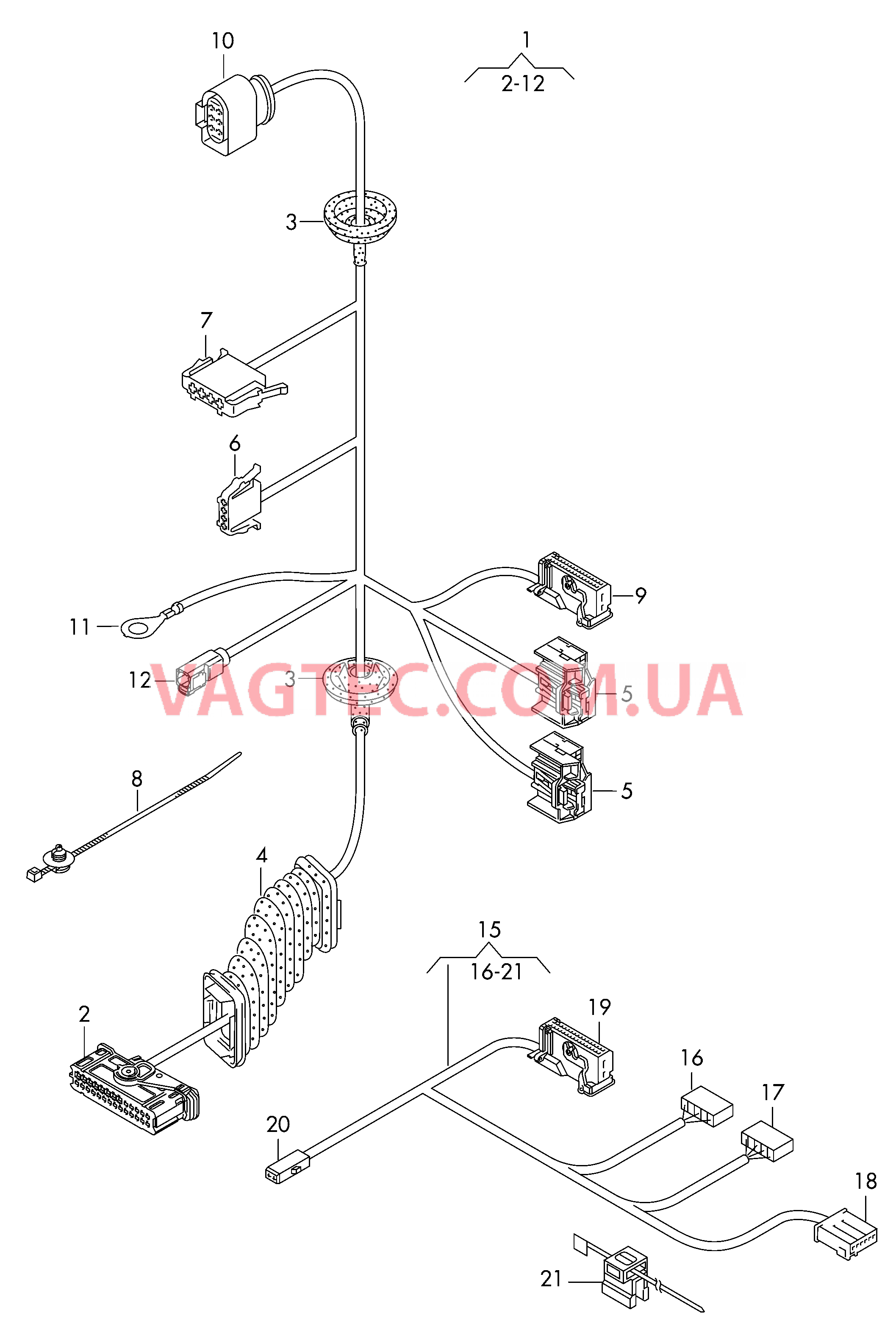 Жгут проводов двери Жгут проводов для обшивки двери  для VOLKSWAGEN Caddy 2011-1