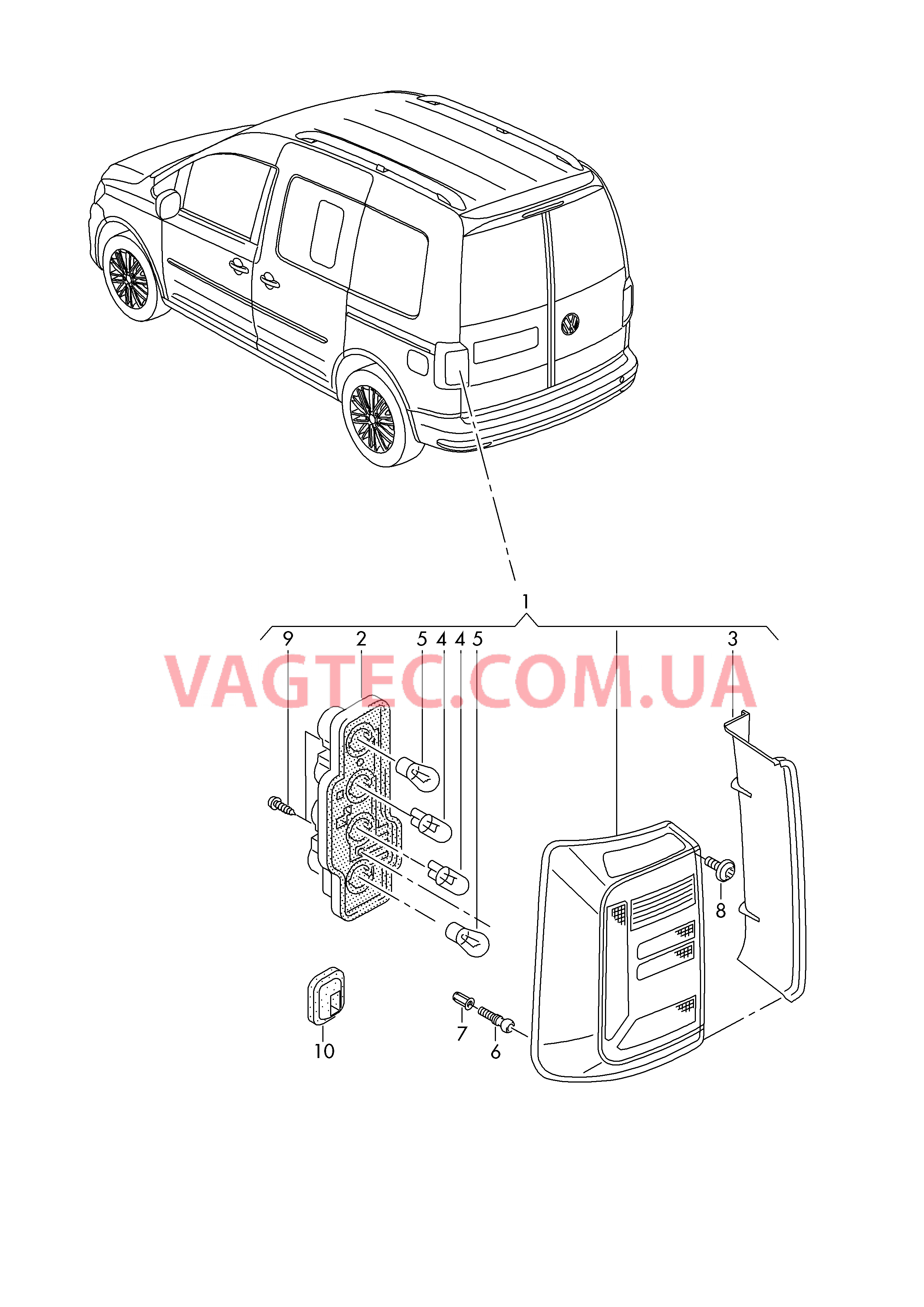 Задний фонарь для а/м с распашной дверью  для VOLKSWAGEN Caddy 2019