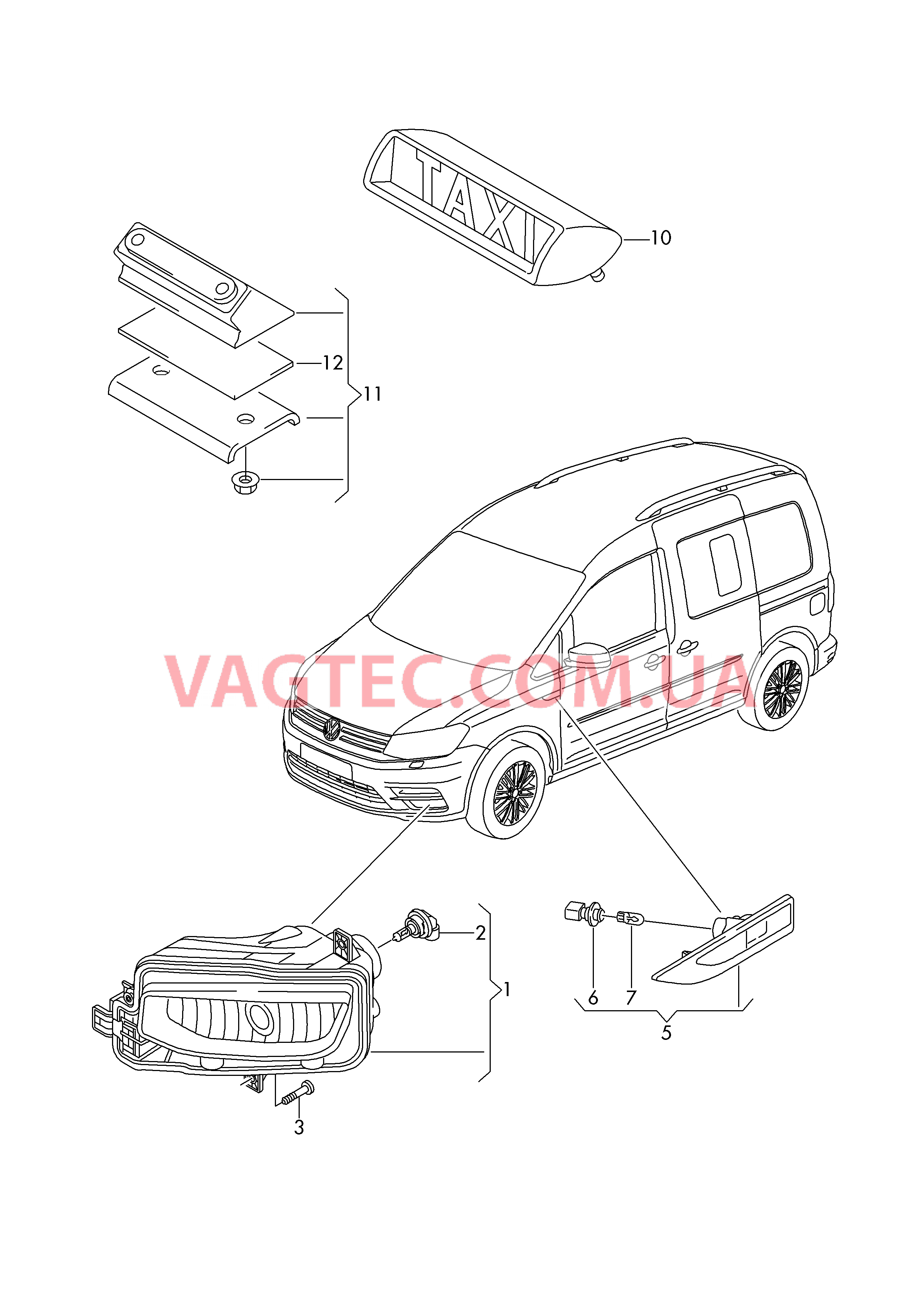 Галоген. противотуманная фара Фонарь указателя поворота Табличка такси  для VOLKSWAGEN Caddy 2018