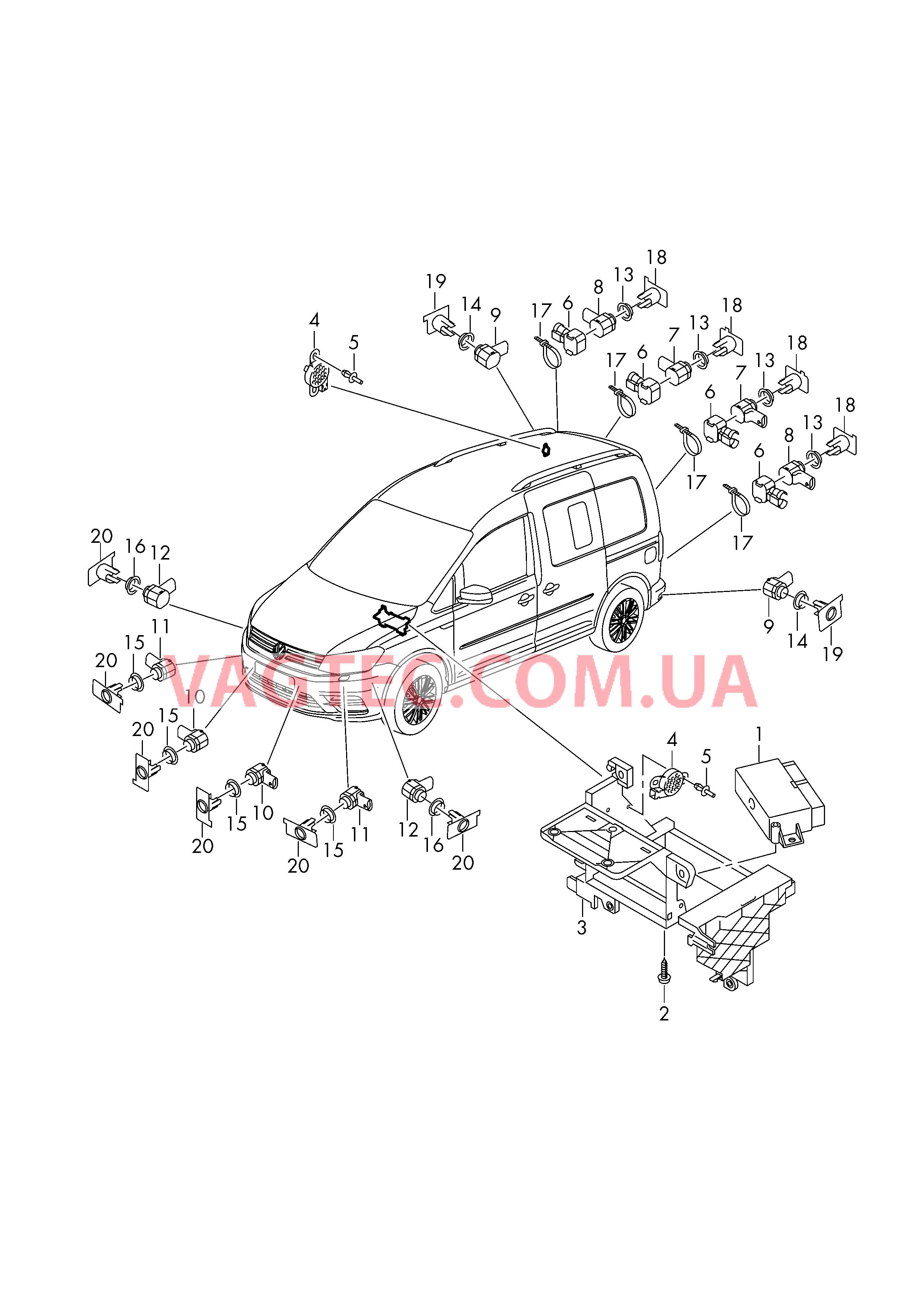 Парковочный ассистент  Парковочный ассистент  для VOLKSWAGEN Caddy 2016