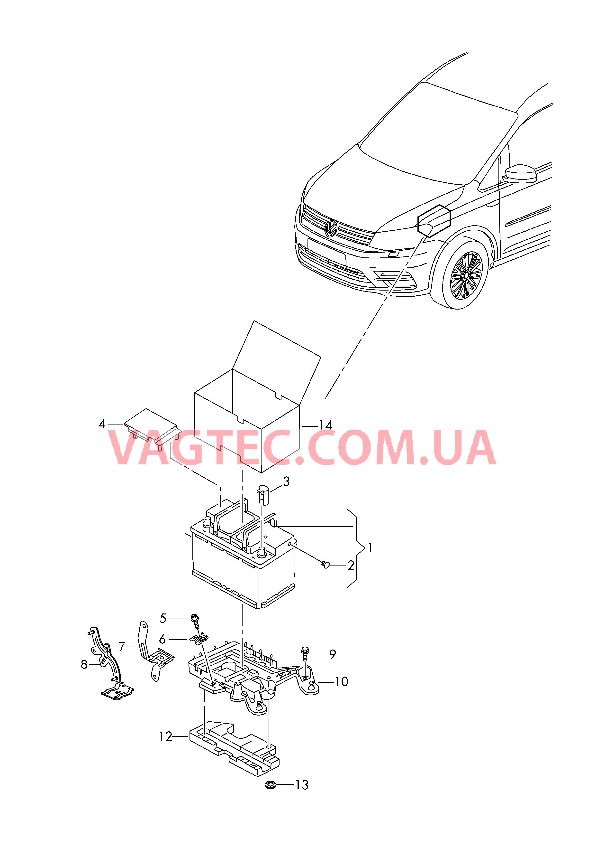 АКБ Крепление АКБ Защитный чехол АКБ  для VOLKSWAGEN Caddy 2016