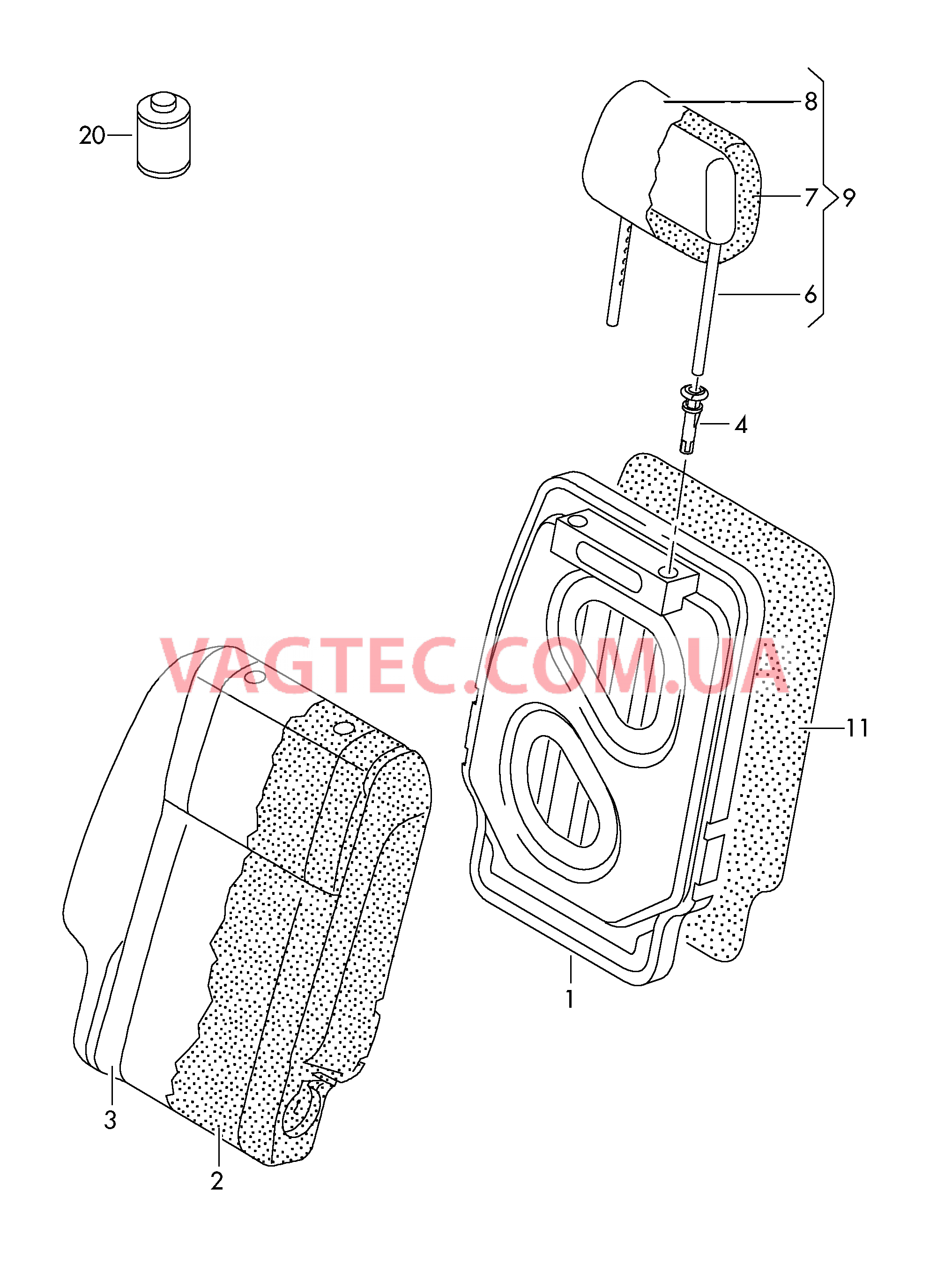 Cпинки и подголовники в пассажирском салоне  для VOLKSWAGEN Caddy 2011-1