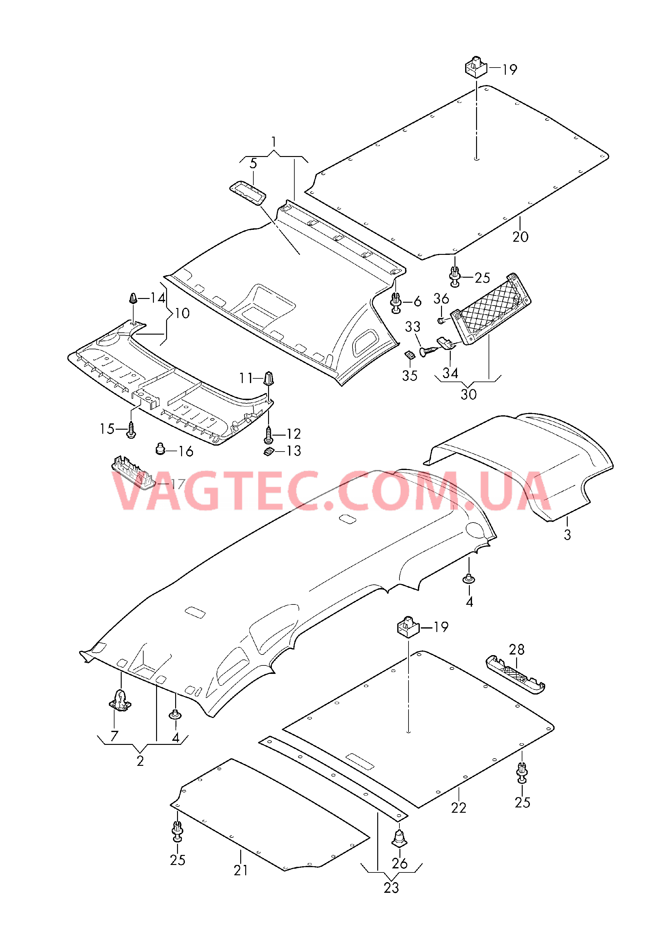 Обивка крыши  для VOLKSWAGEN Caddy 2018