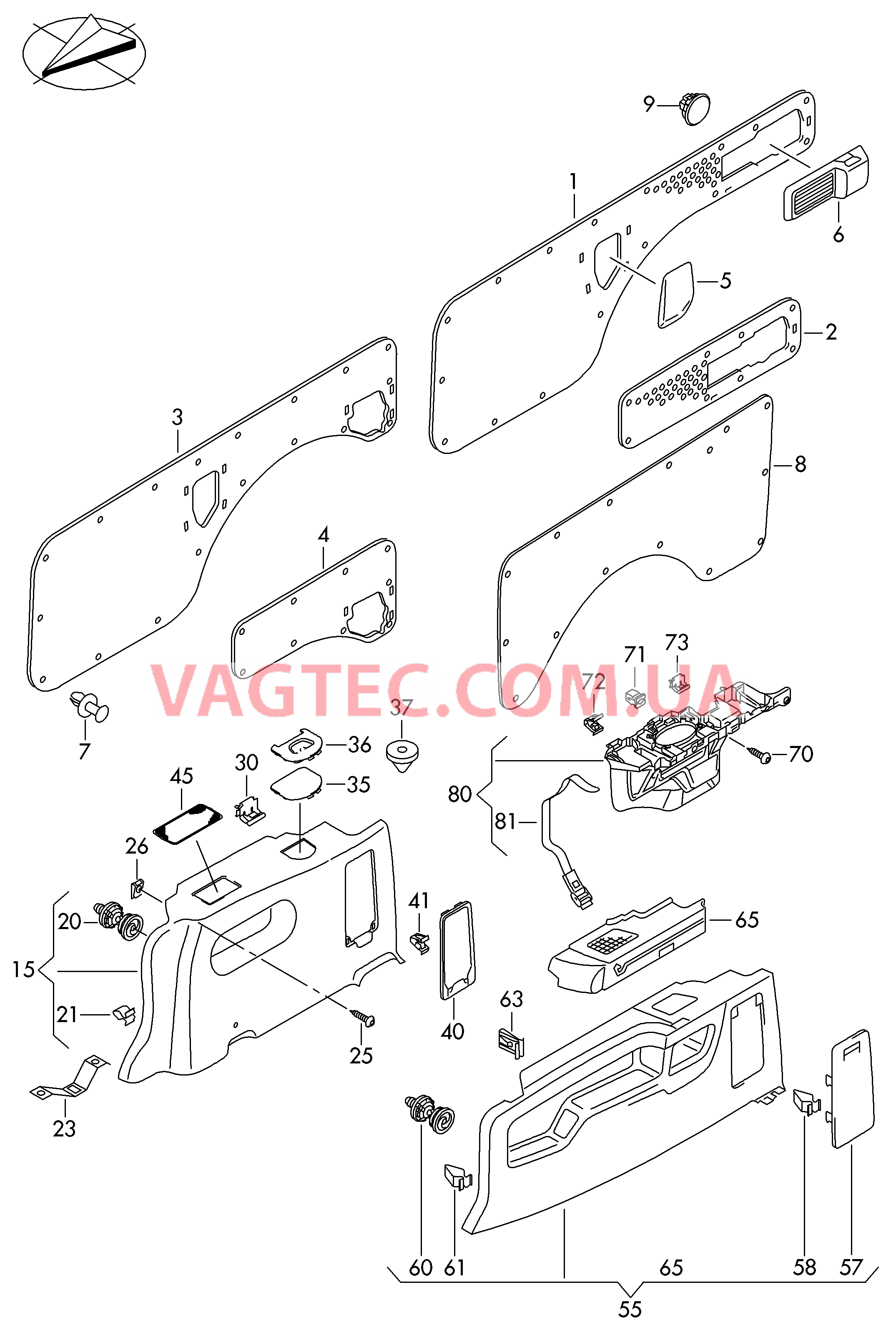 Облицовка боковой стенки  для VOLKSWAGEN Caddy 2010