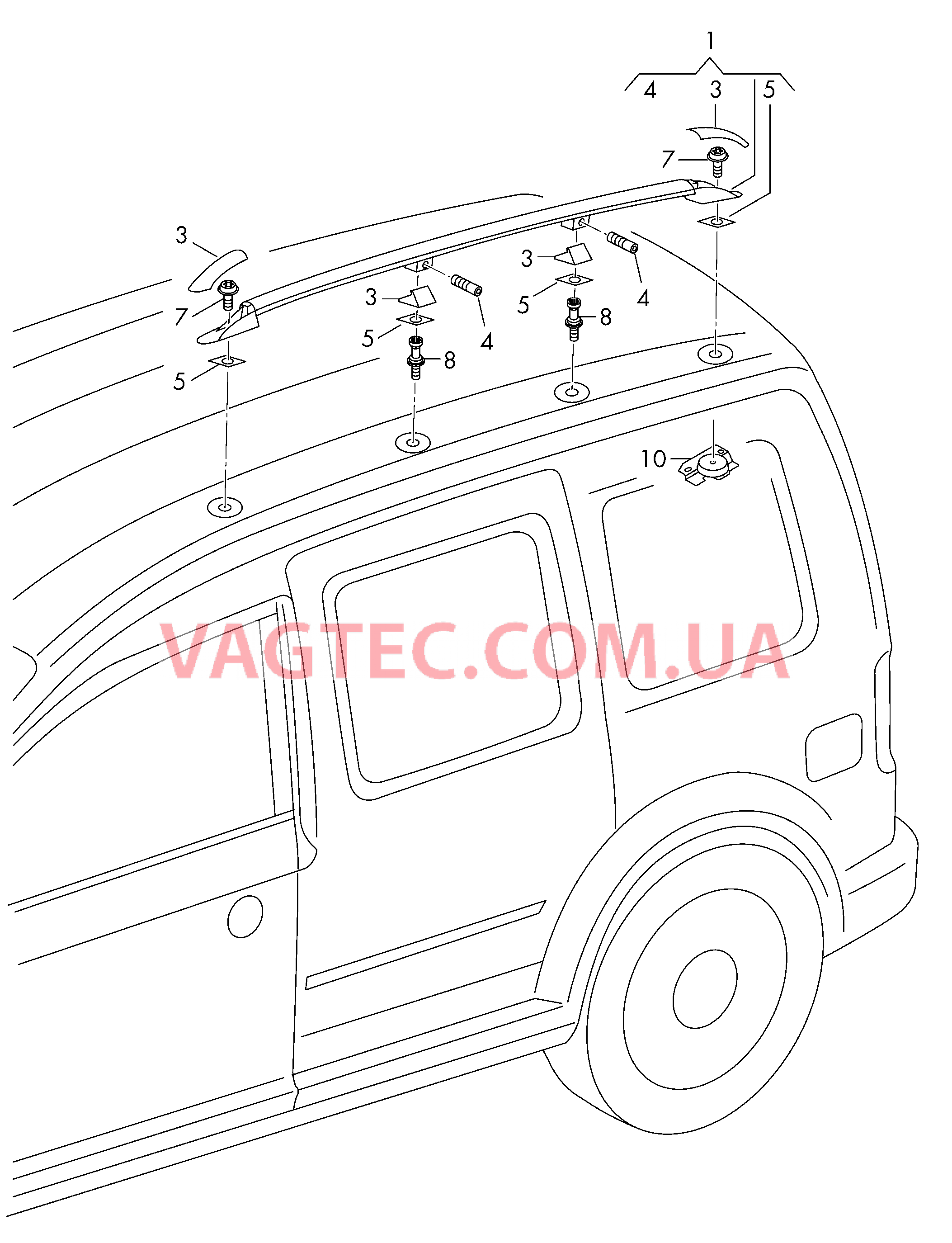 Релинг на крыше  для VOLKSWAGEN Caddy 2017