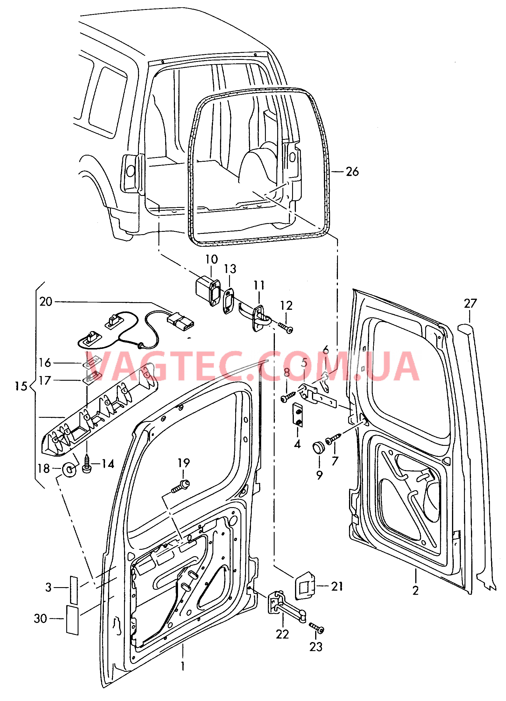 Дверь распашная Накладка ручки Фиксатор двери Уплотнитель двери  для VOLKSWAGEN Caddy 2011-1