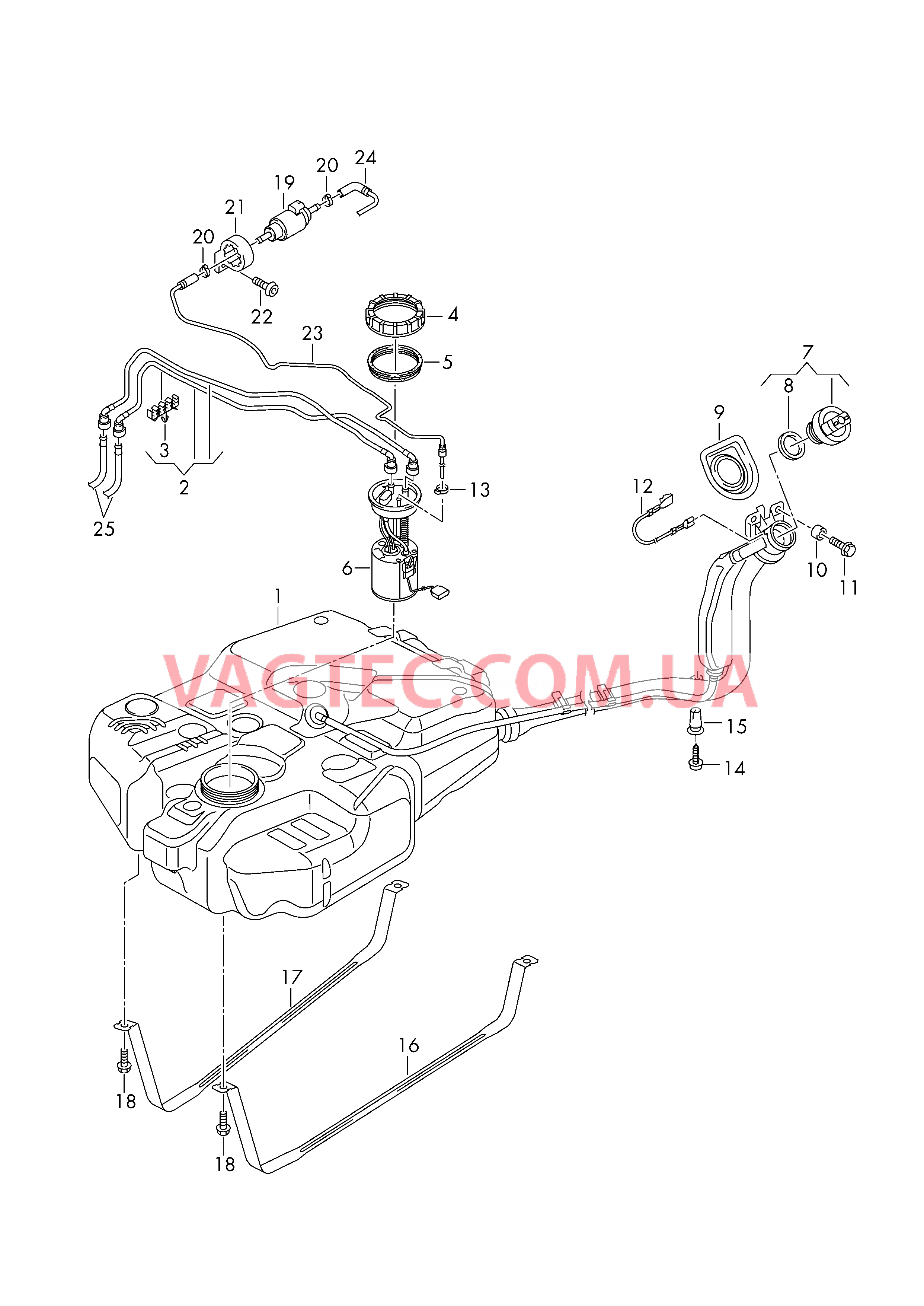 Топливный бак с навесными деталями  для VOLKSWAGEN Caddy 2011-1