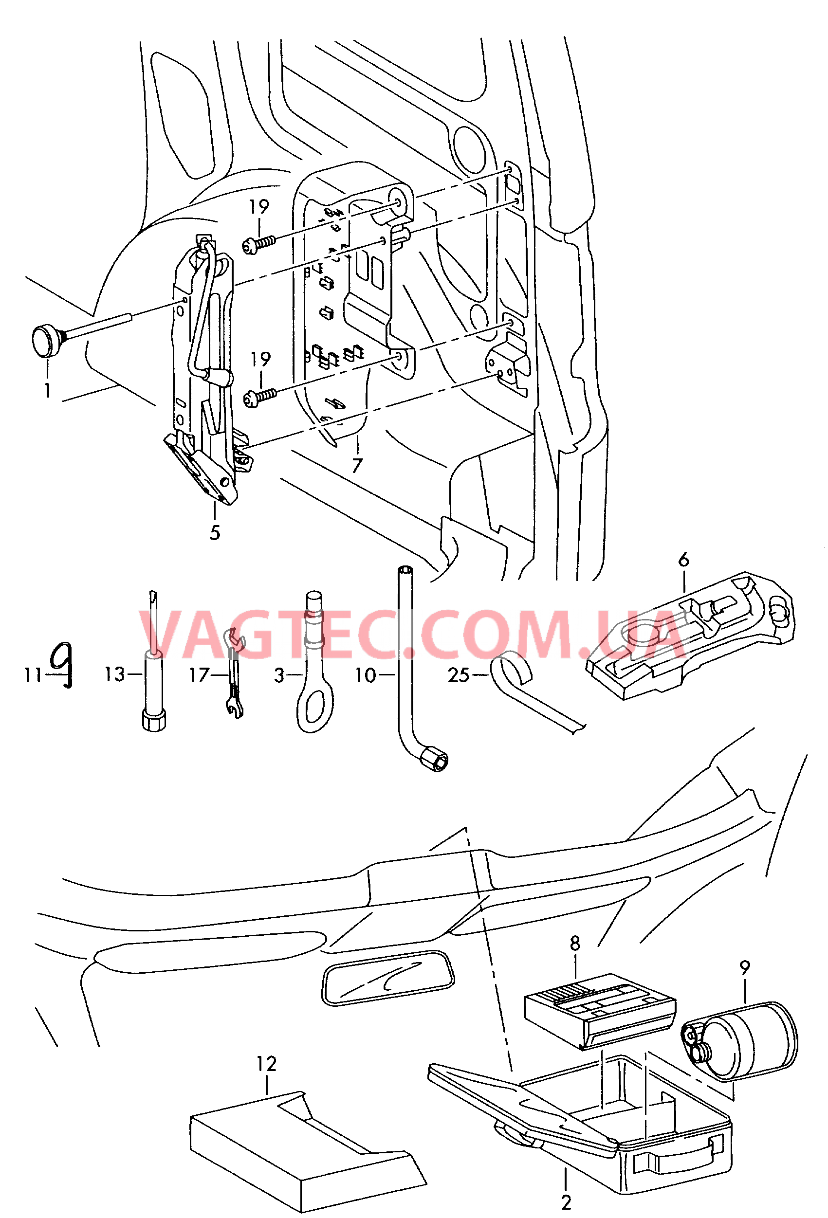 Домкрат автомобильный Инструменты  для VOLKSWAGEN Caddy 2004