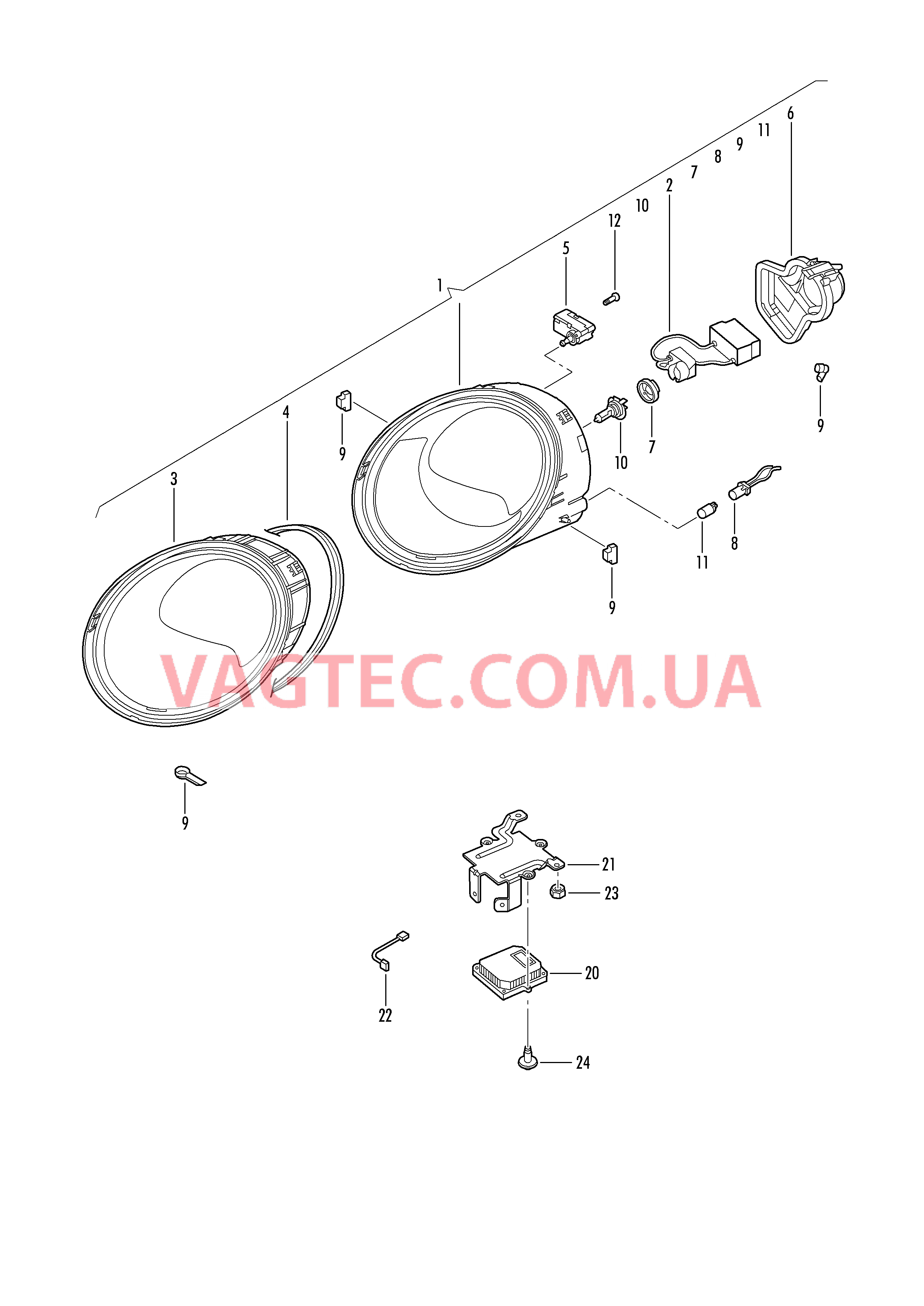 Фара с газоразрядной лампой .  для VOLKSWAGEN Beetle 2004