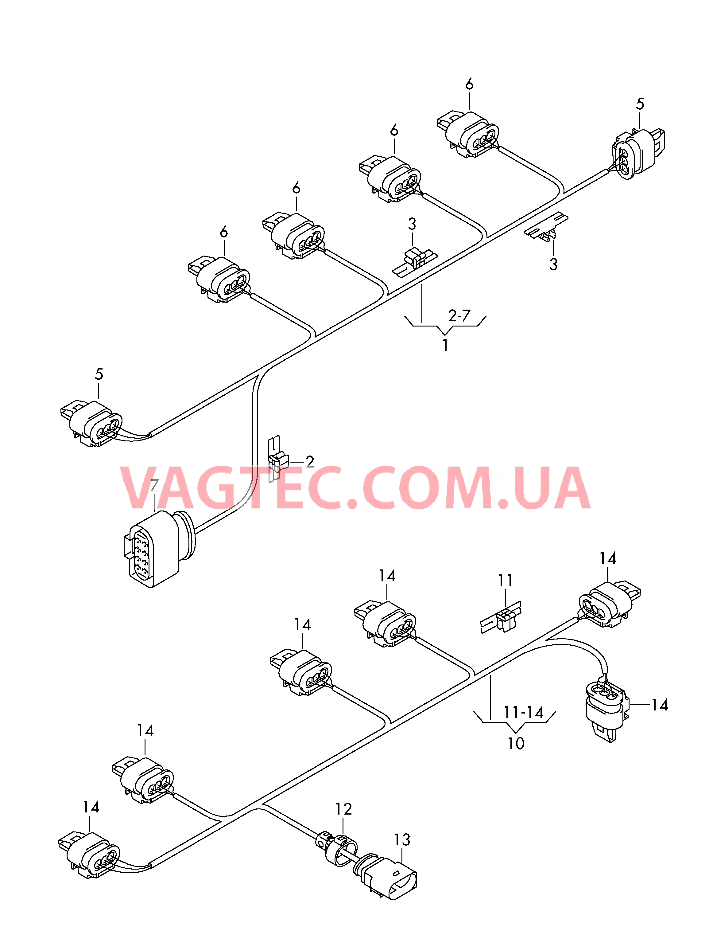 Жгут проводов для бампера Жгут проводов для ультразвуковых датчиков  Бампер  см. панель иллюстраций:  для VOLKSWAGEN Caddy 2015