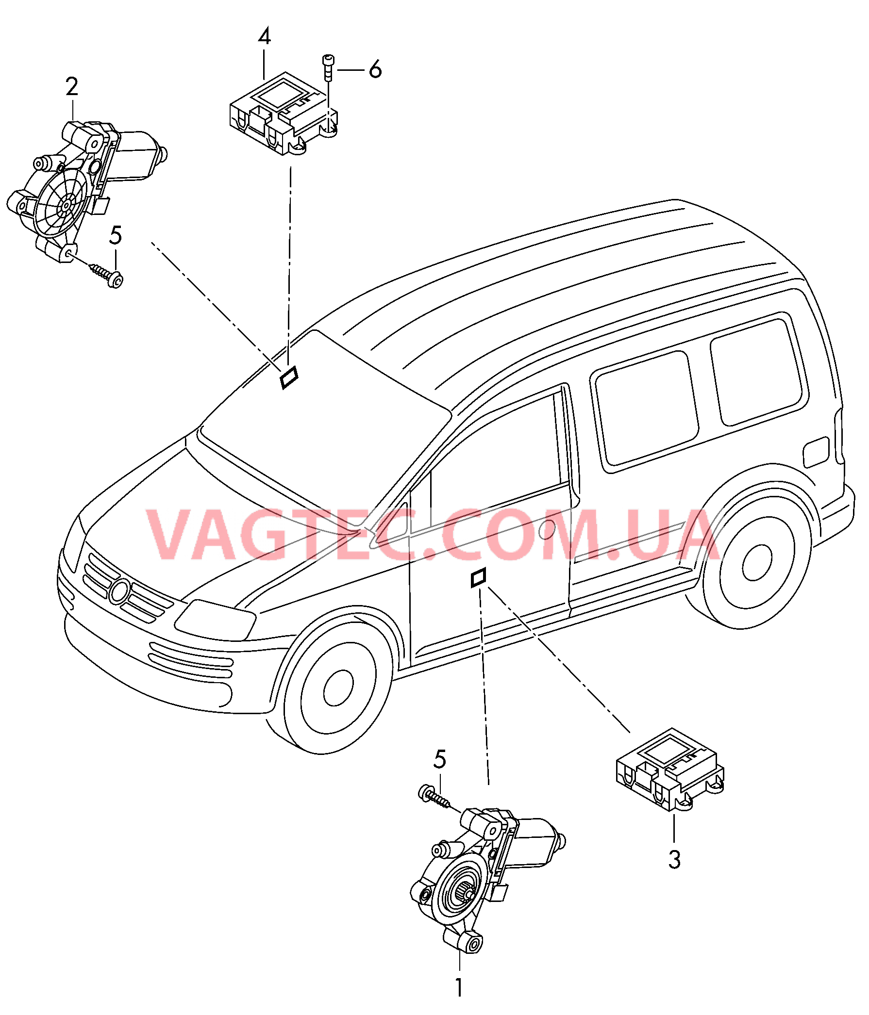 Эл.двигатель стеклоподъёмника БУ двери  для VOLKSWAGEN Caddy 2015