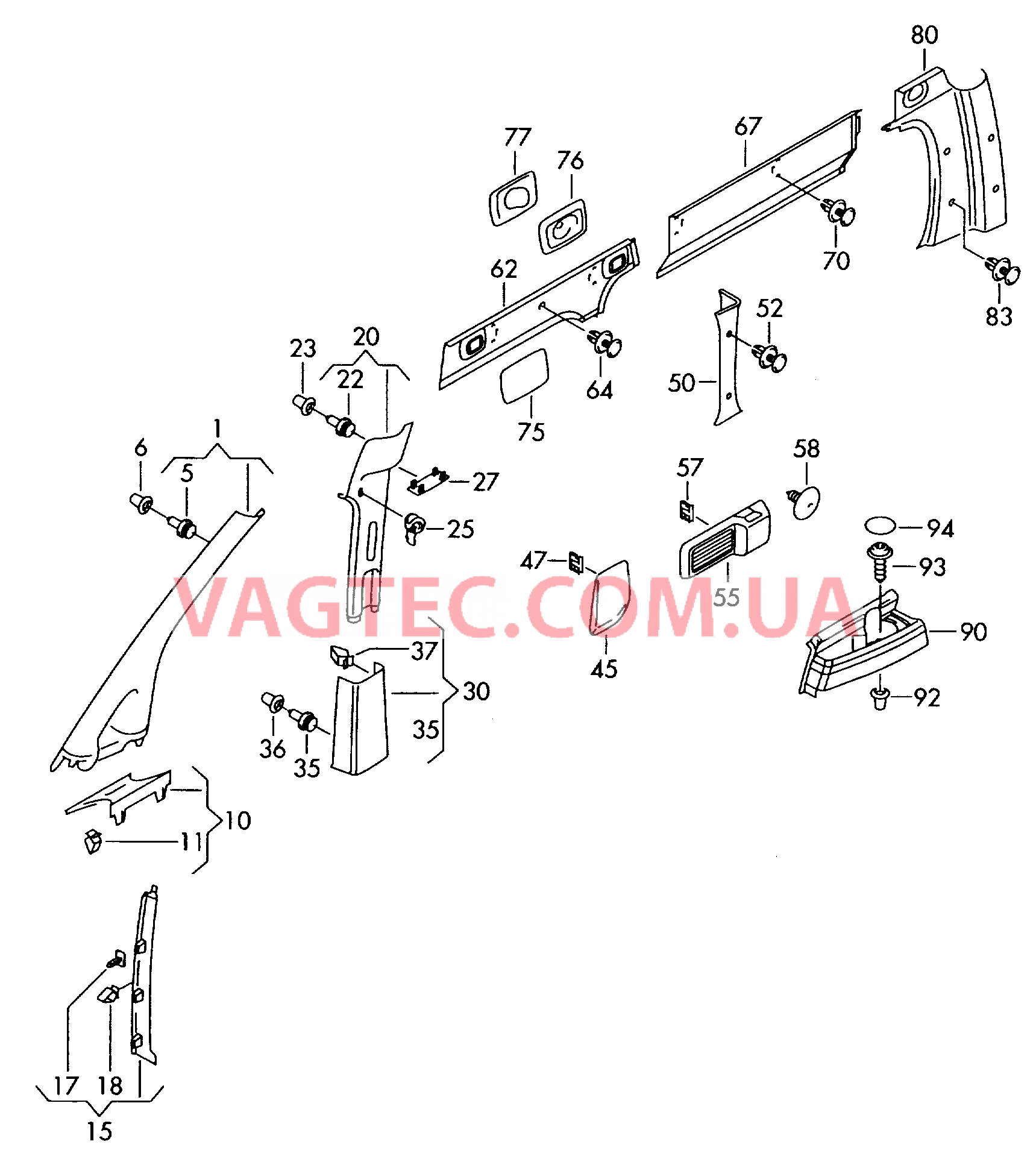 Облицовка стойки  F 2K-8-065 001>>* для VOLKSWAGEN Caddy 2008